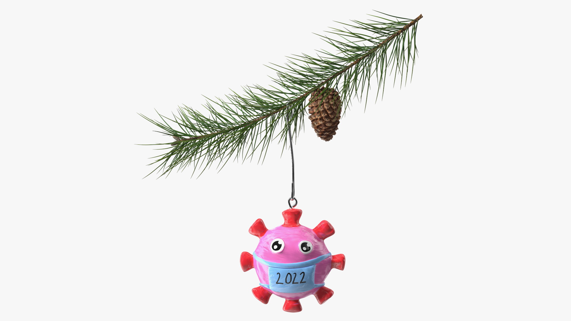 Coronavirus Ornament Christmas Branch 3D