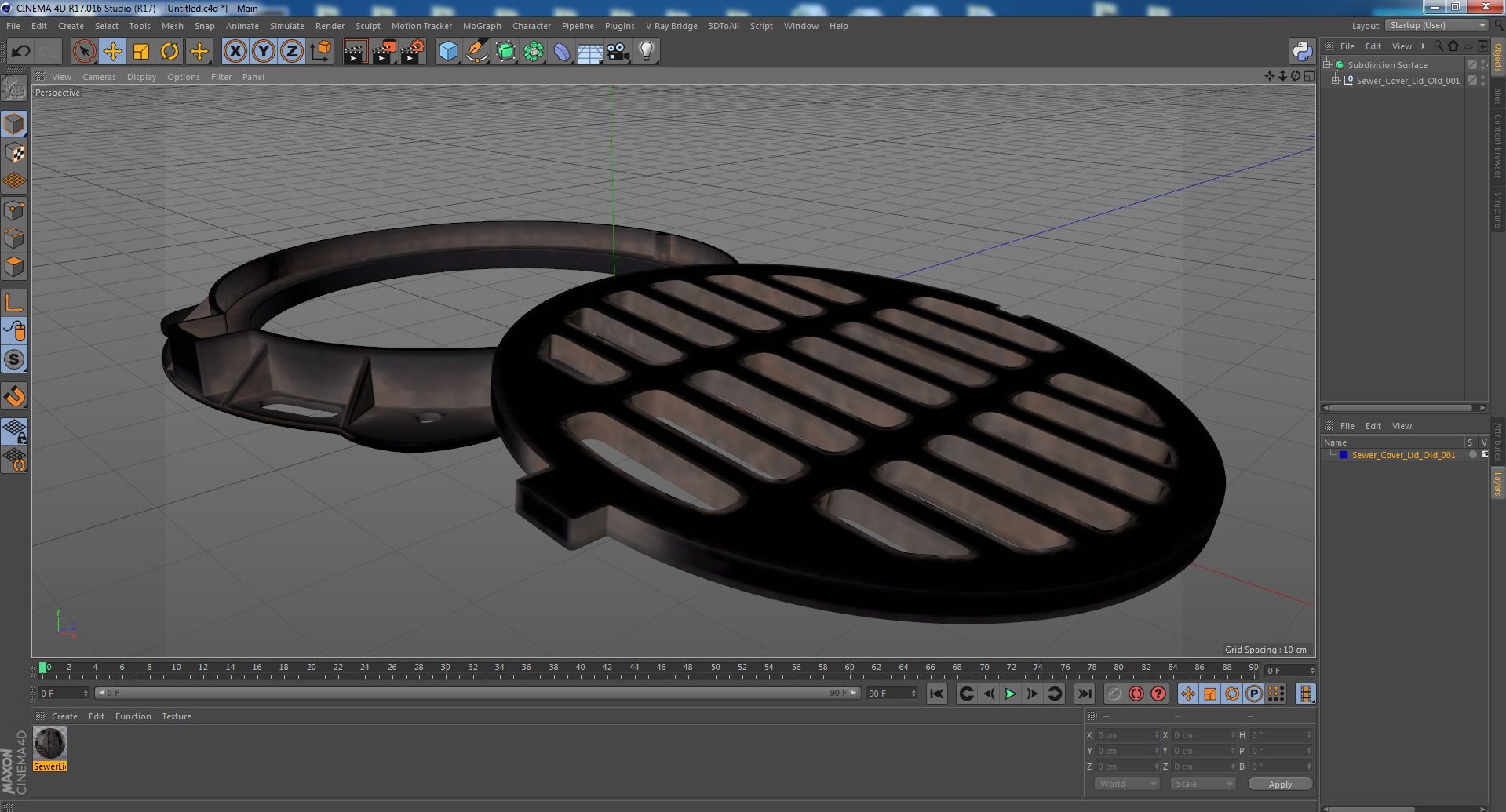 Sewer Cover Lid Old 3D model