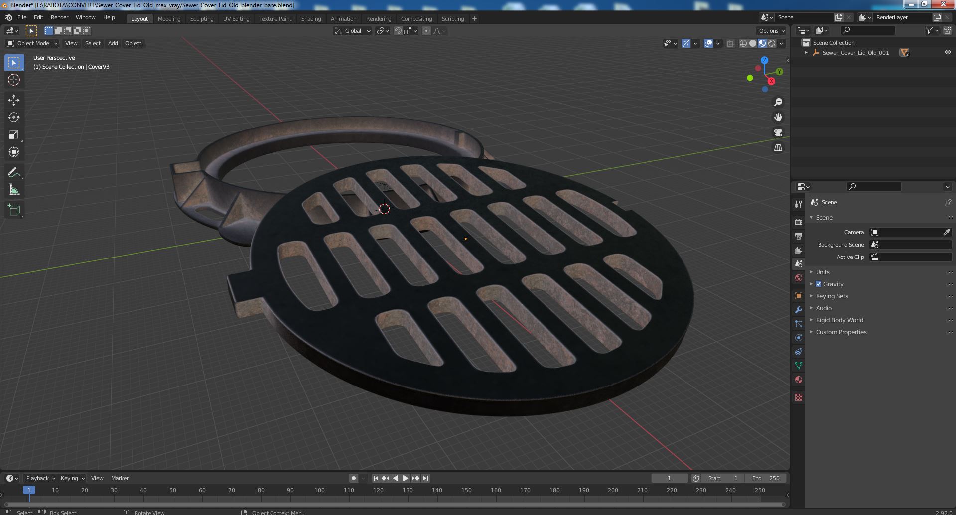 Sewer Cover Lid Old 3D model