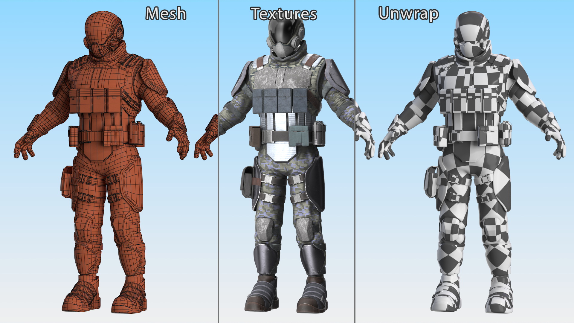 3D model Futuristic Soldier Rigged