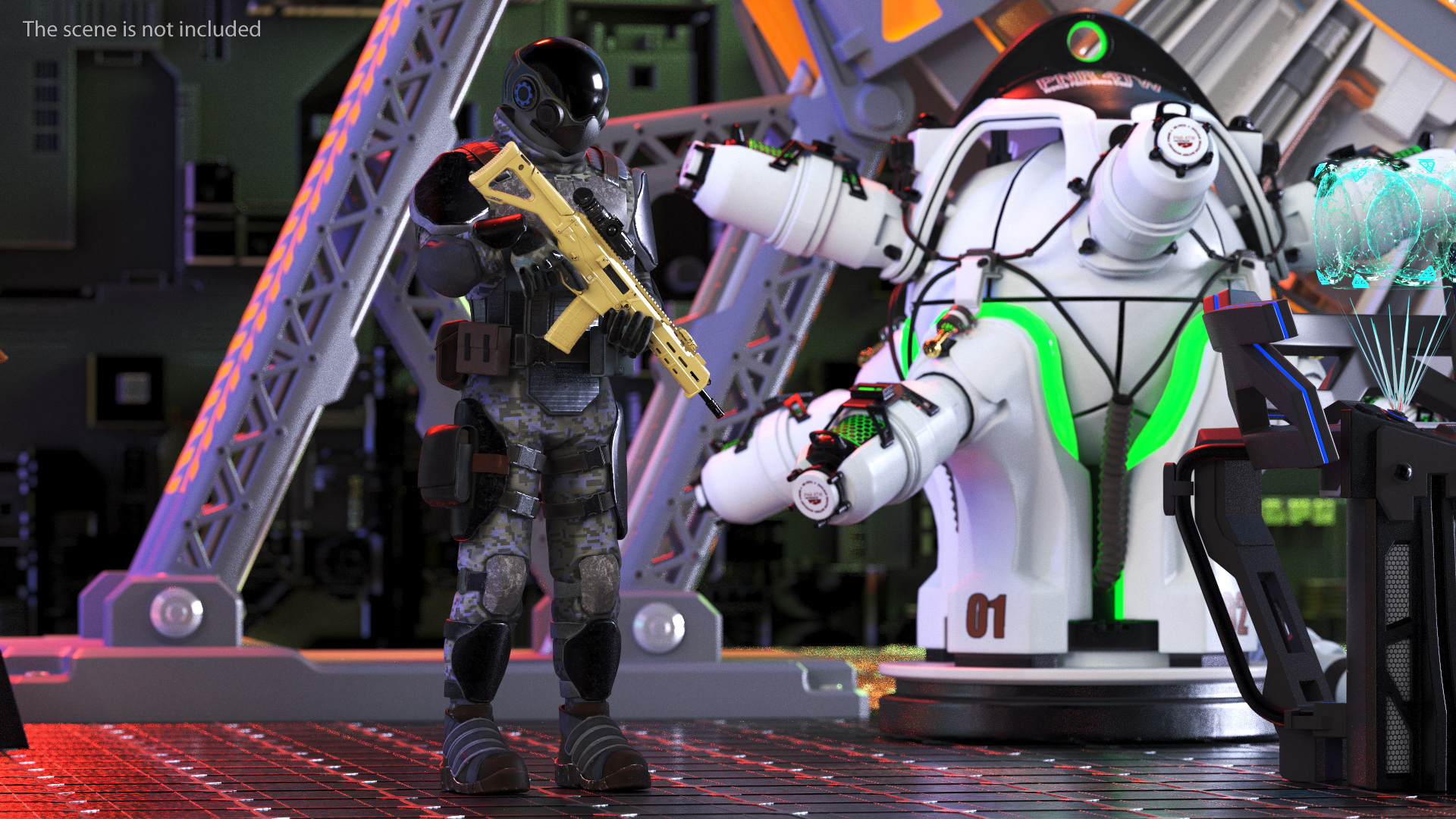 3D model Futuristic Soldier Rigged