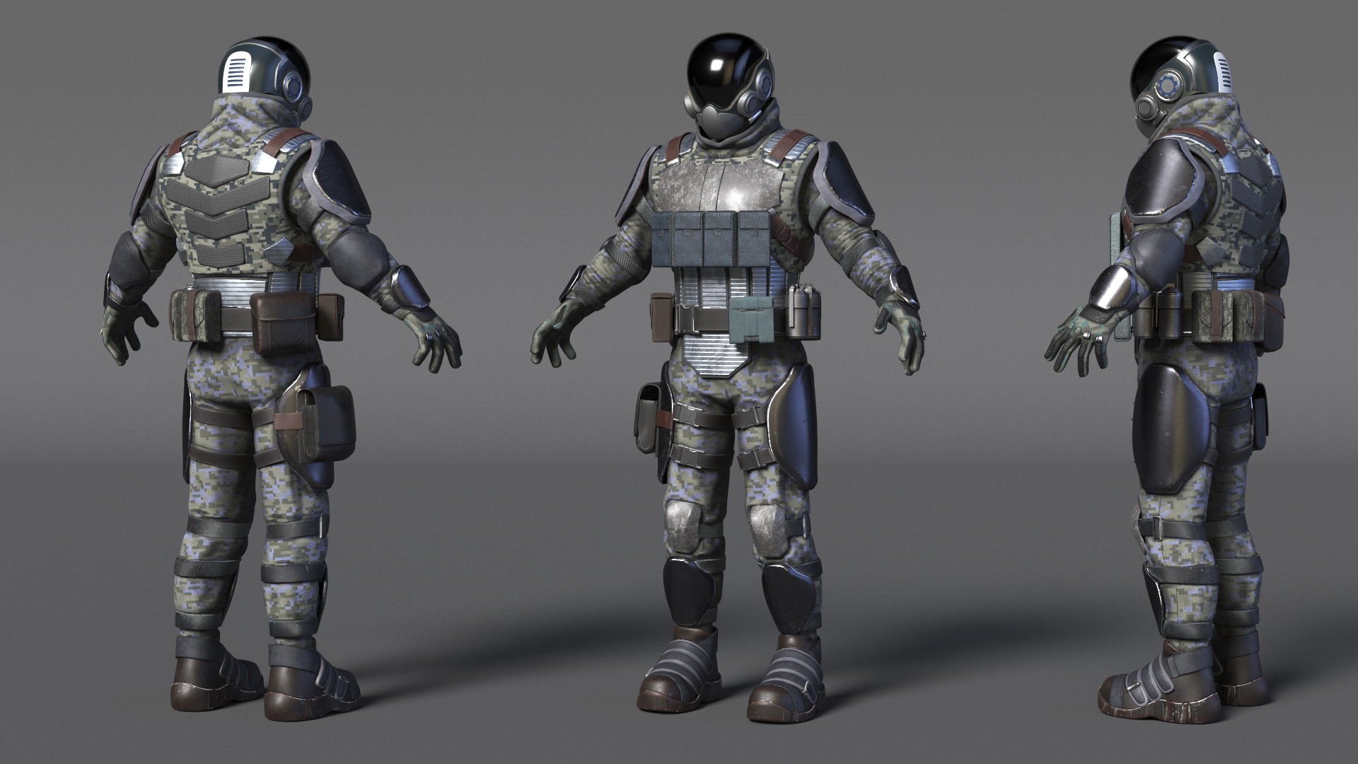 3D model Futuristic Soldier Rigged