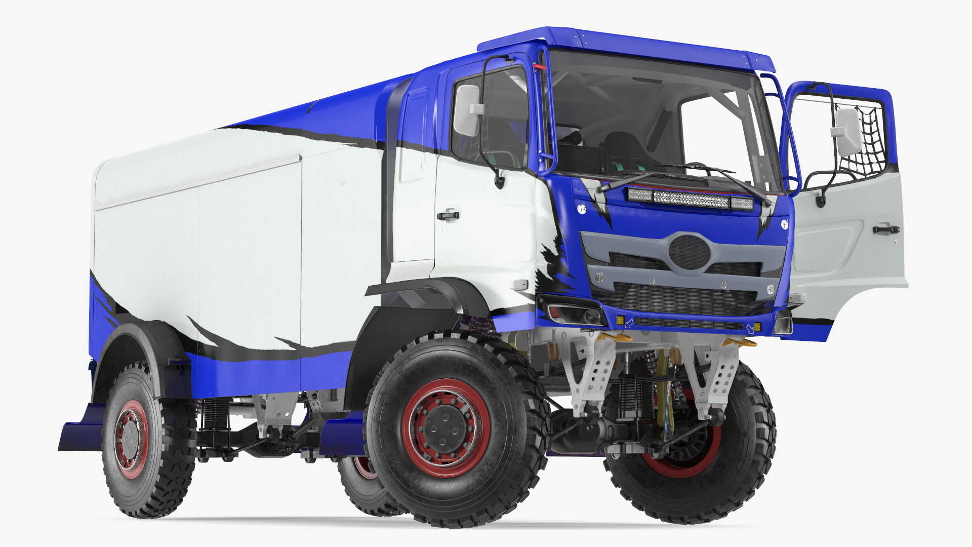 3D Rally Dakar Truck Blue Rigged for Maya model