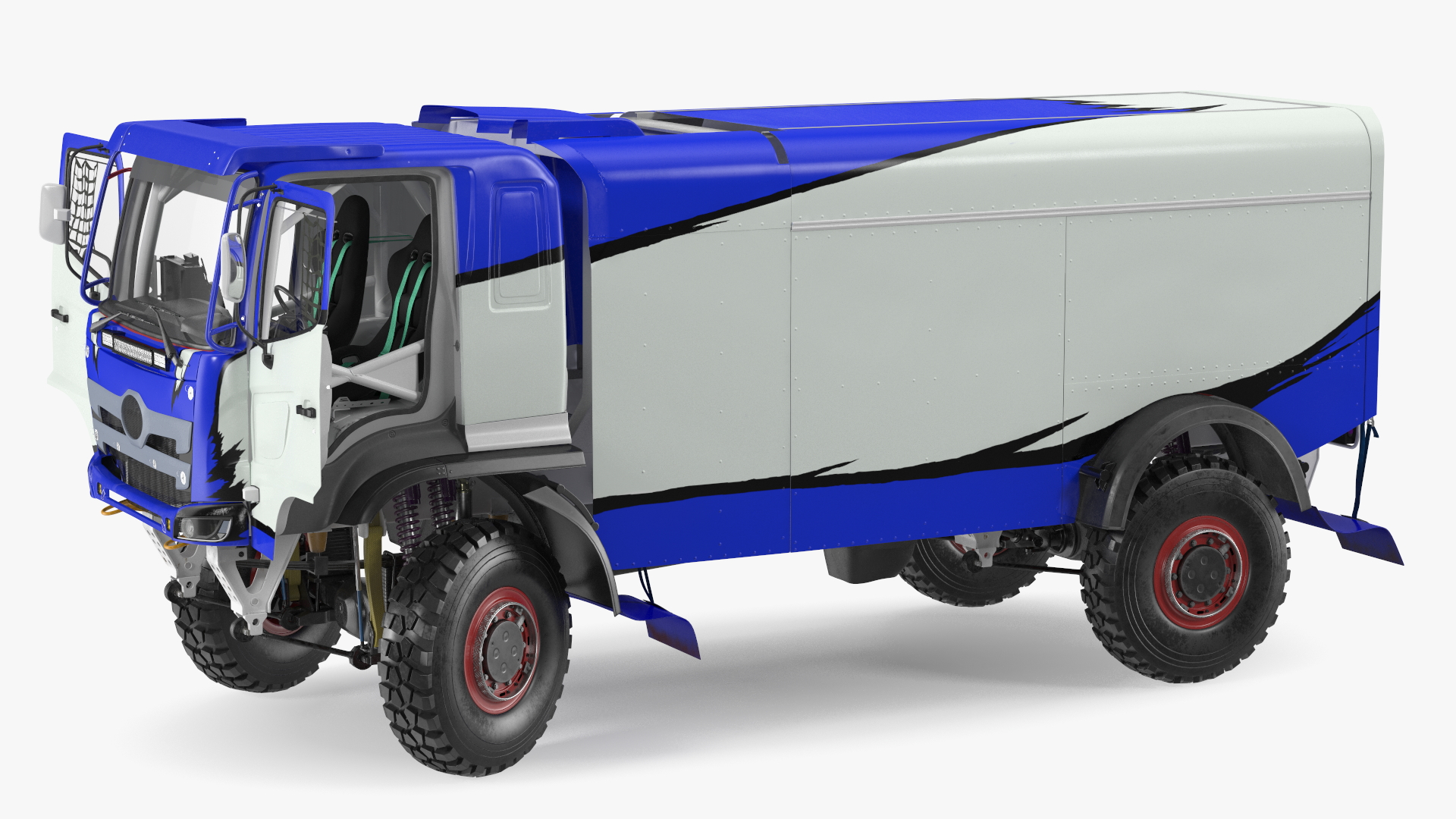 3D Rally Dakar Truck Blue Rigged for Maya model