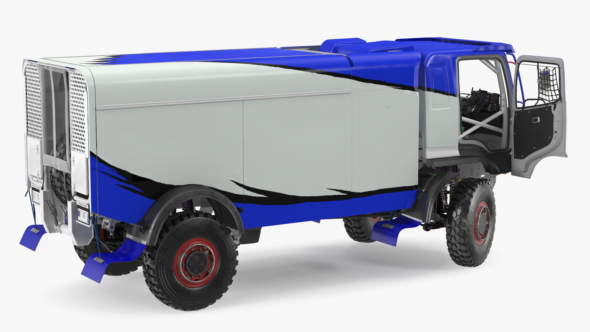 3D Rally Dakar Truck Blue Rigged for Maya model