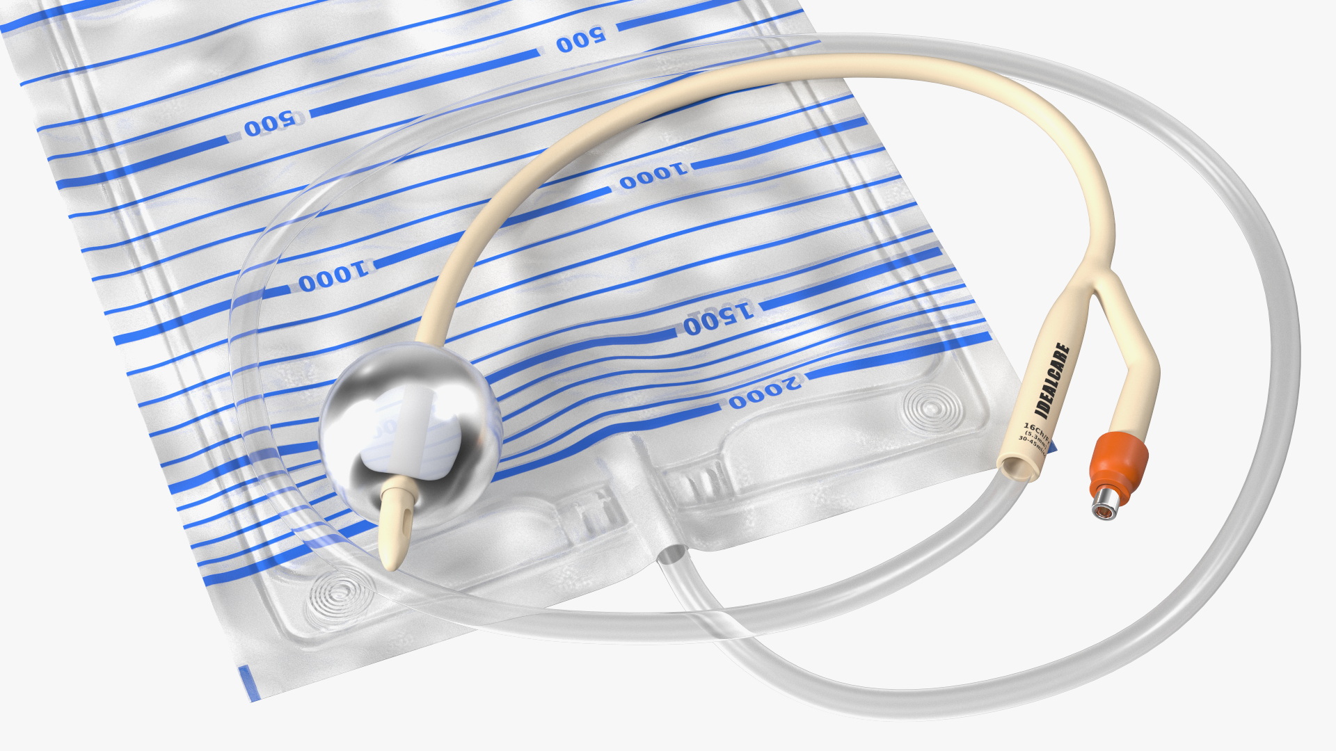 3D model Silicone Coated Idealcare Foley Catheter