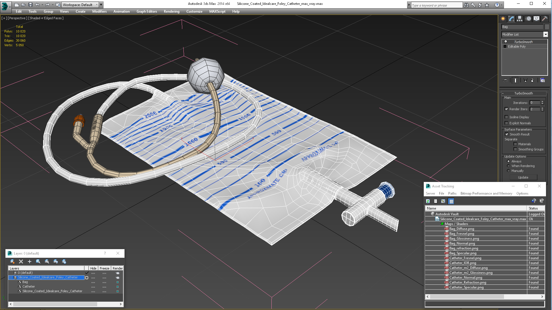 3D model Silicone Coated Idealcare Foley Catheter