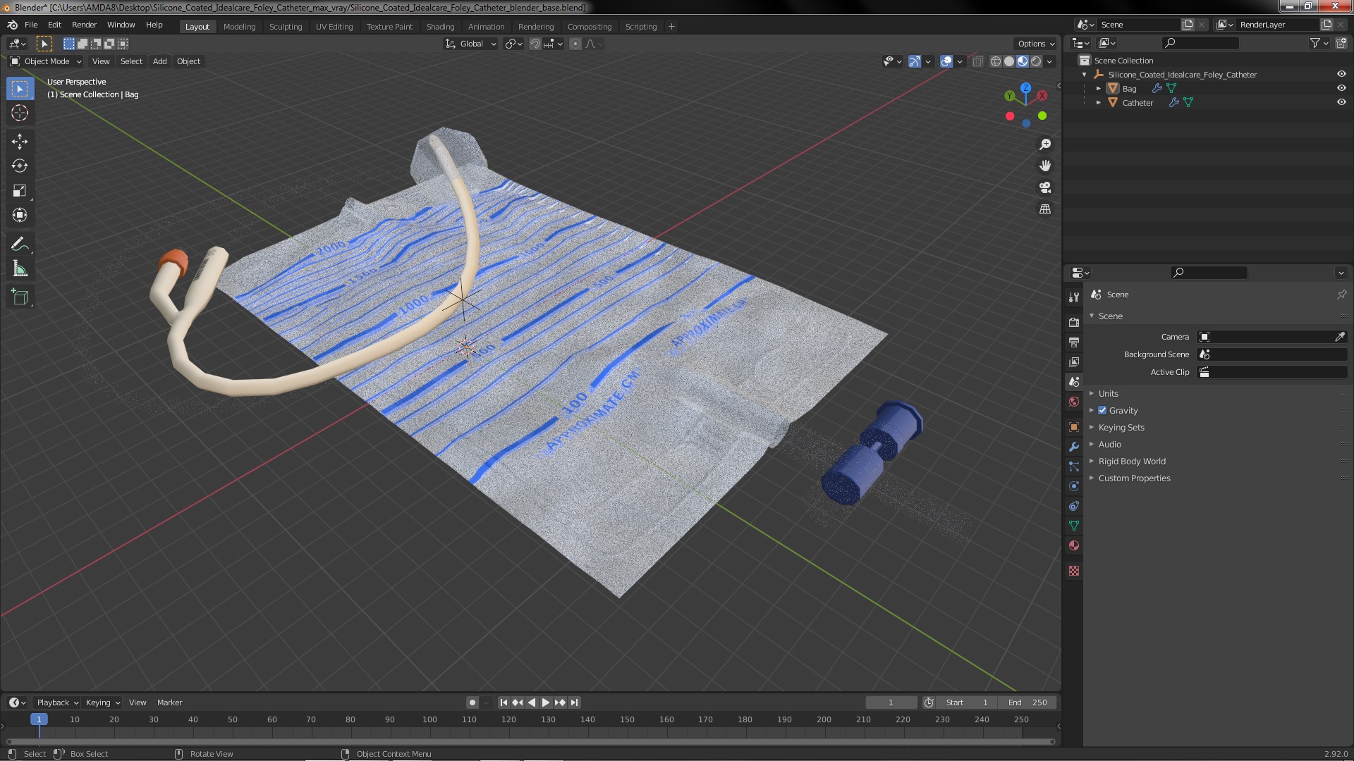 3D model Silicone Coated Idealcare Foley Catheter