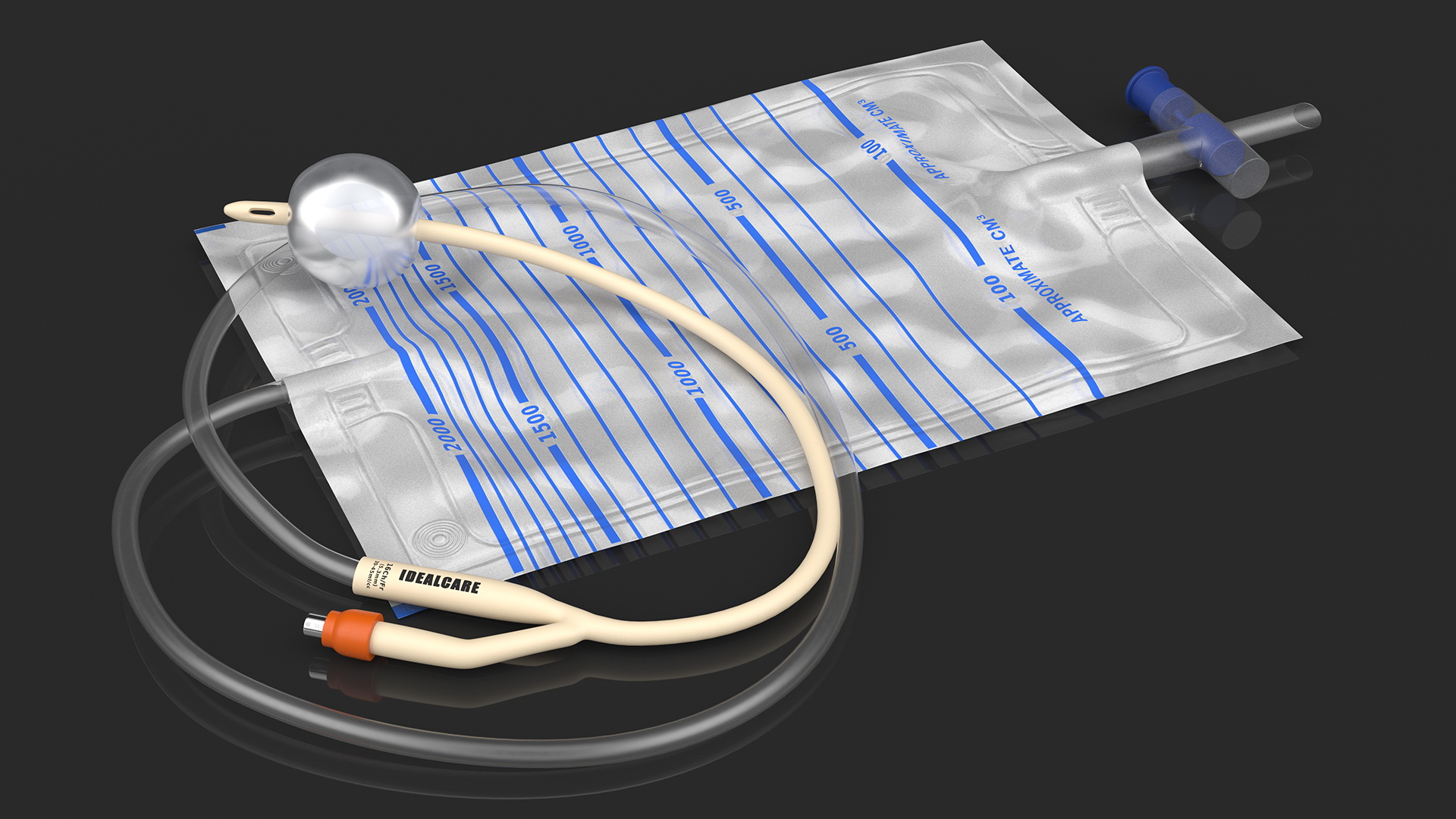 3D model Silicone Coated Idealcare Foley Catheter