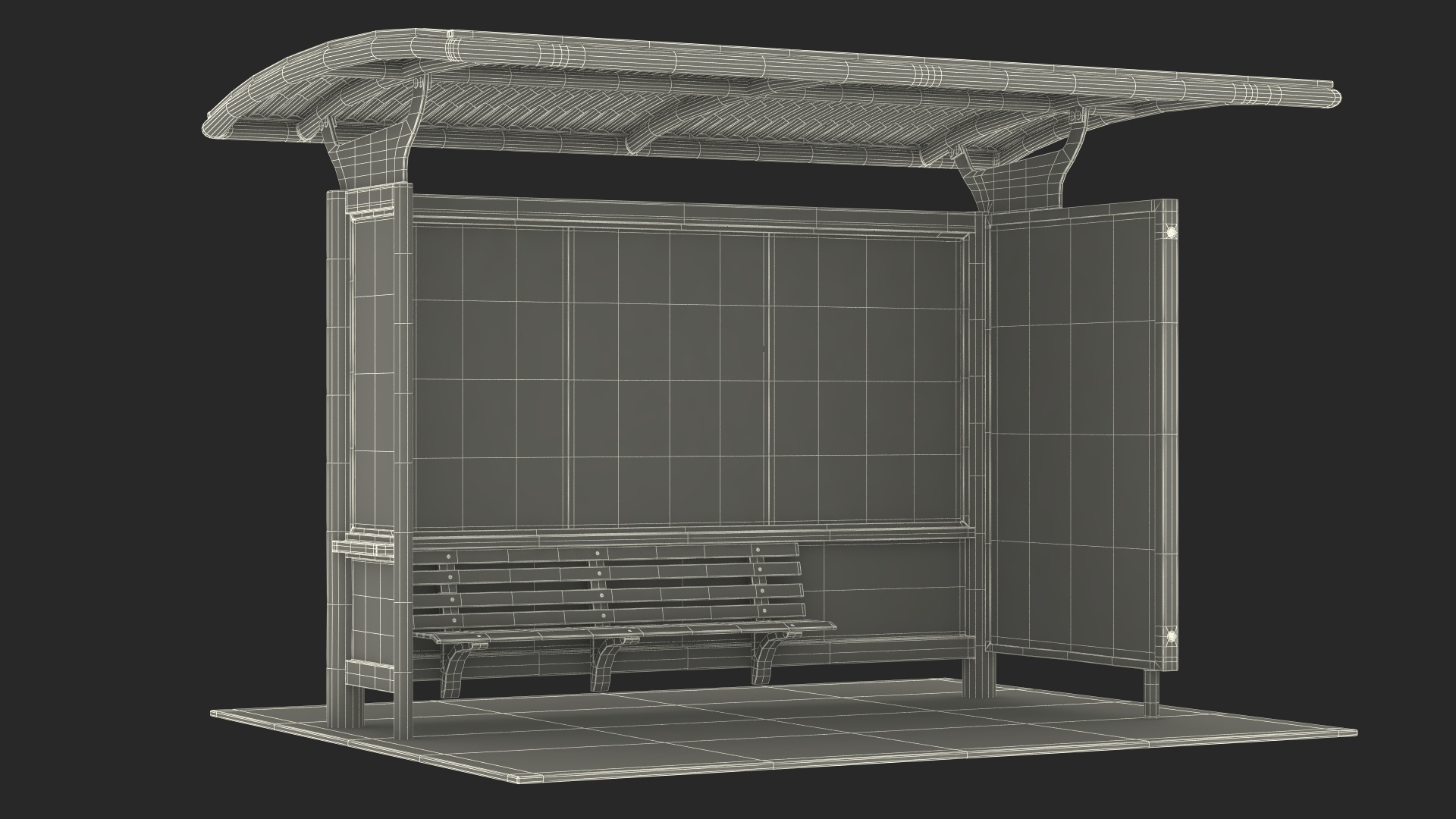 3D Bus Stop with Billboard White New model