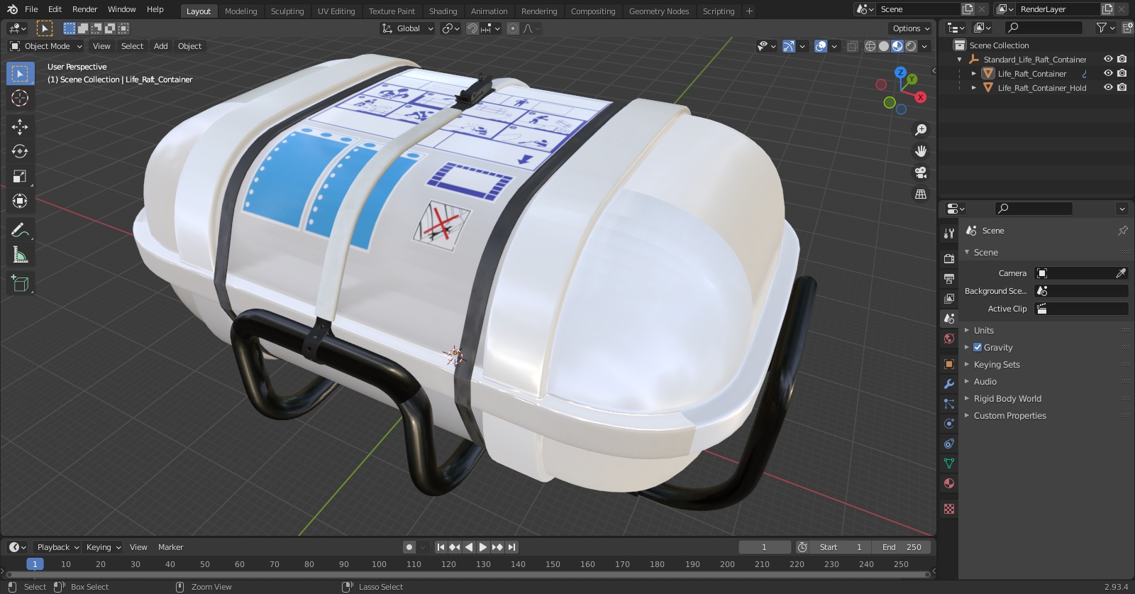 Standard Life Raft  Container 3D model