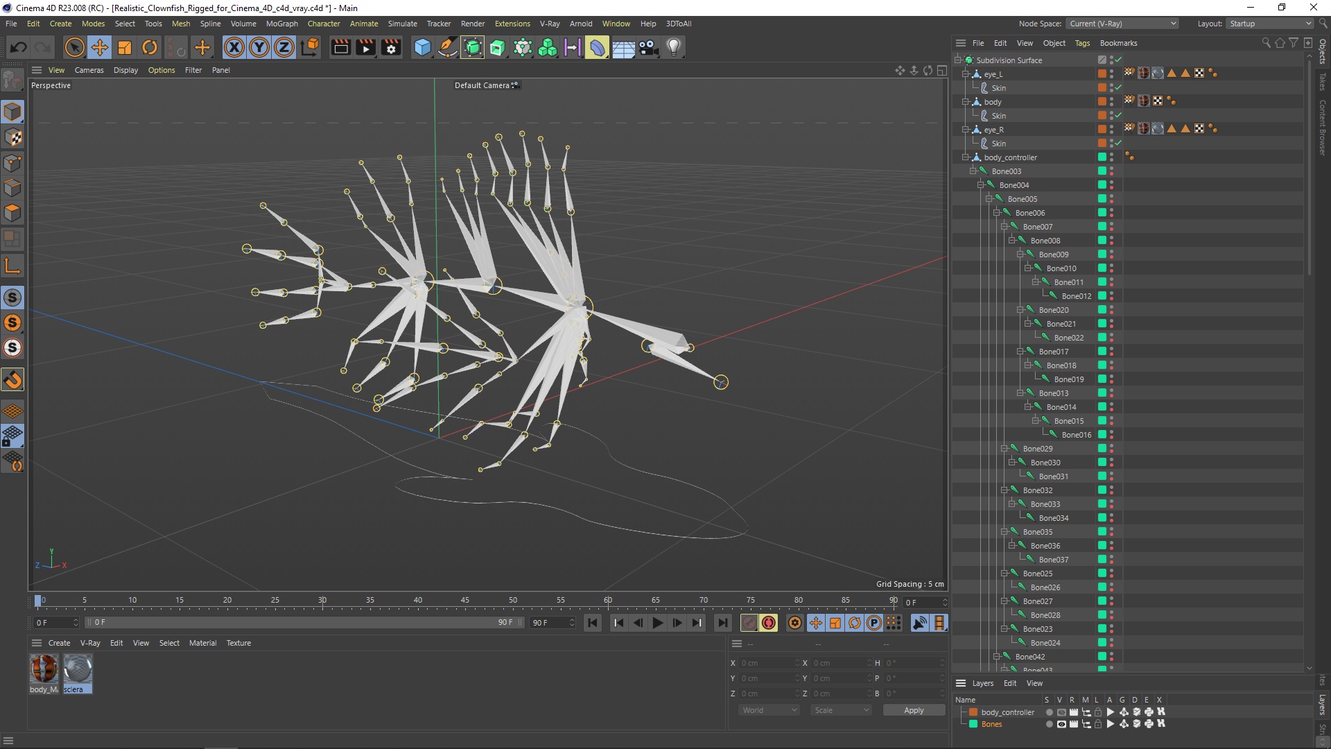 3D model Realistic Clownfish Rigged for Cinema 4D