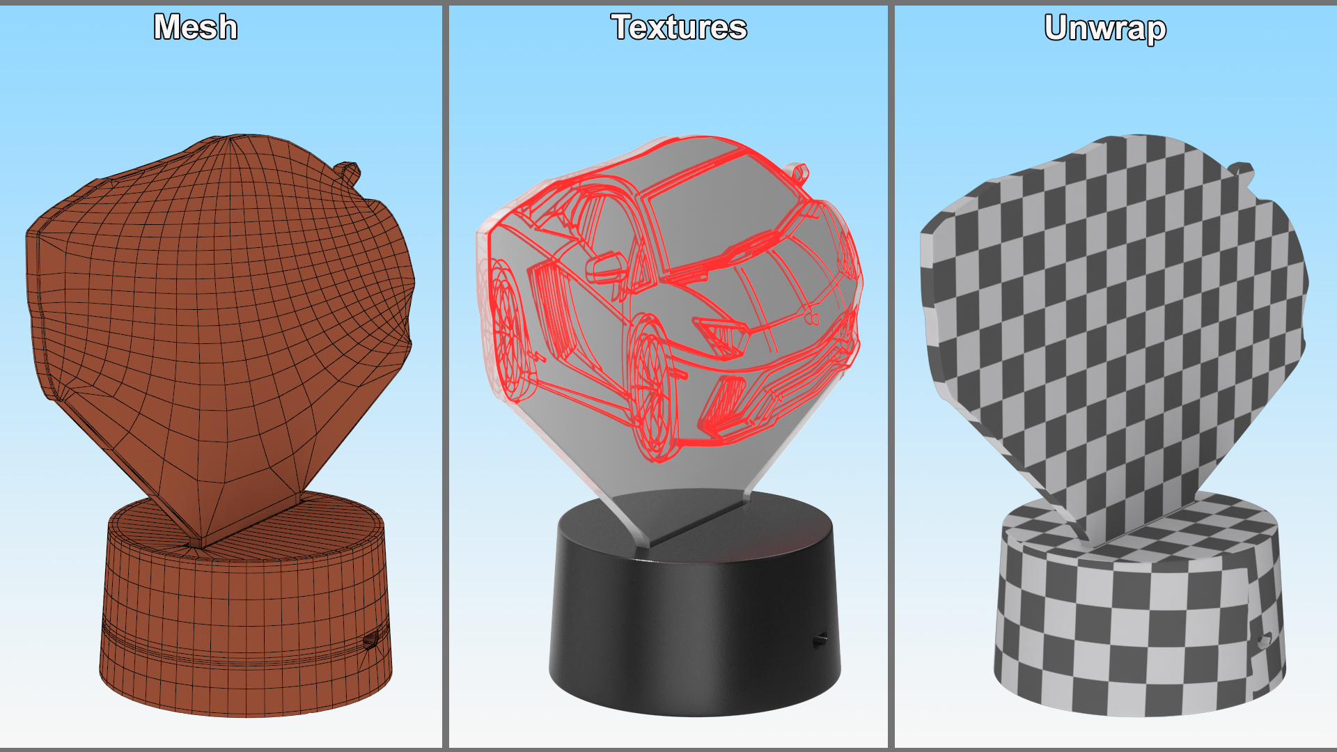 Hologram Lamp with Sport Car Red 3D
