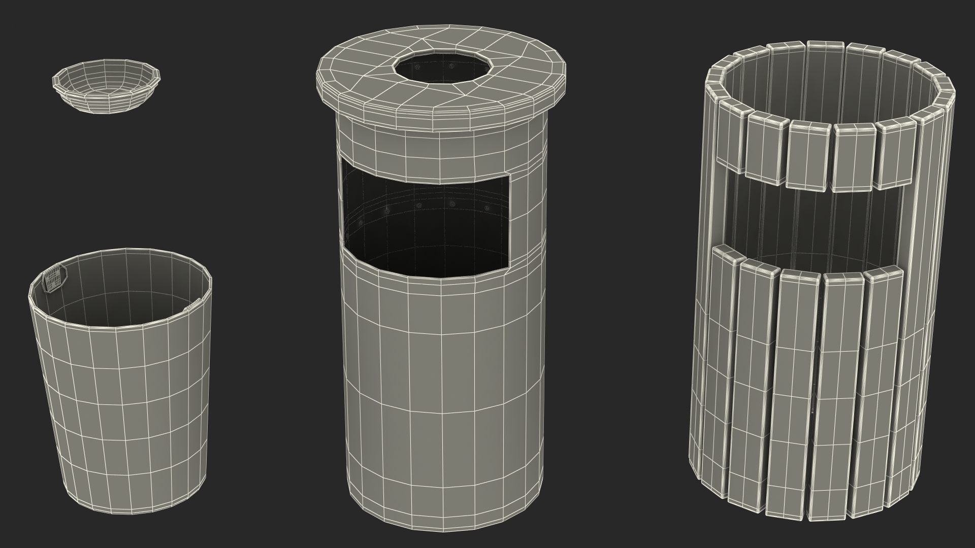 3D Outdoor Round Trash Bin with Ashtray