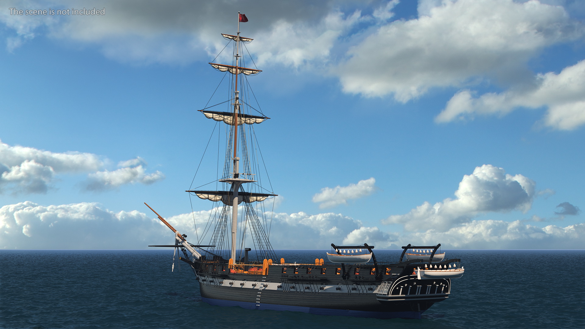 Foremast Retracted Sails 3D model