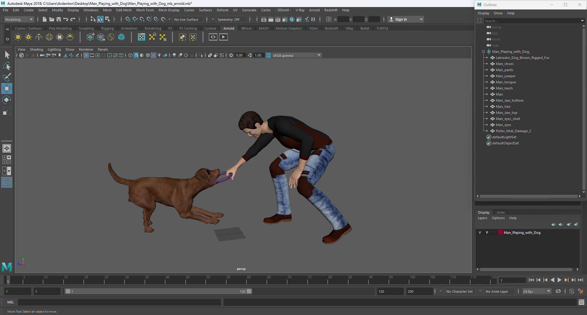 3D model Man Playing with Dog
