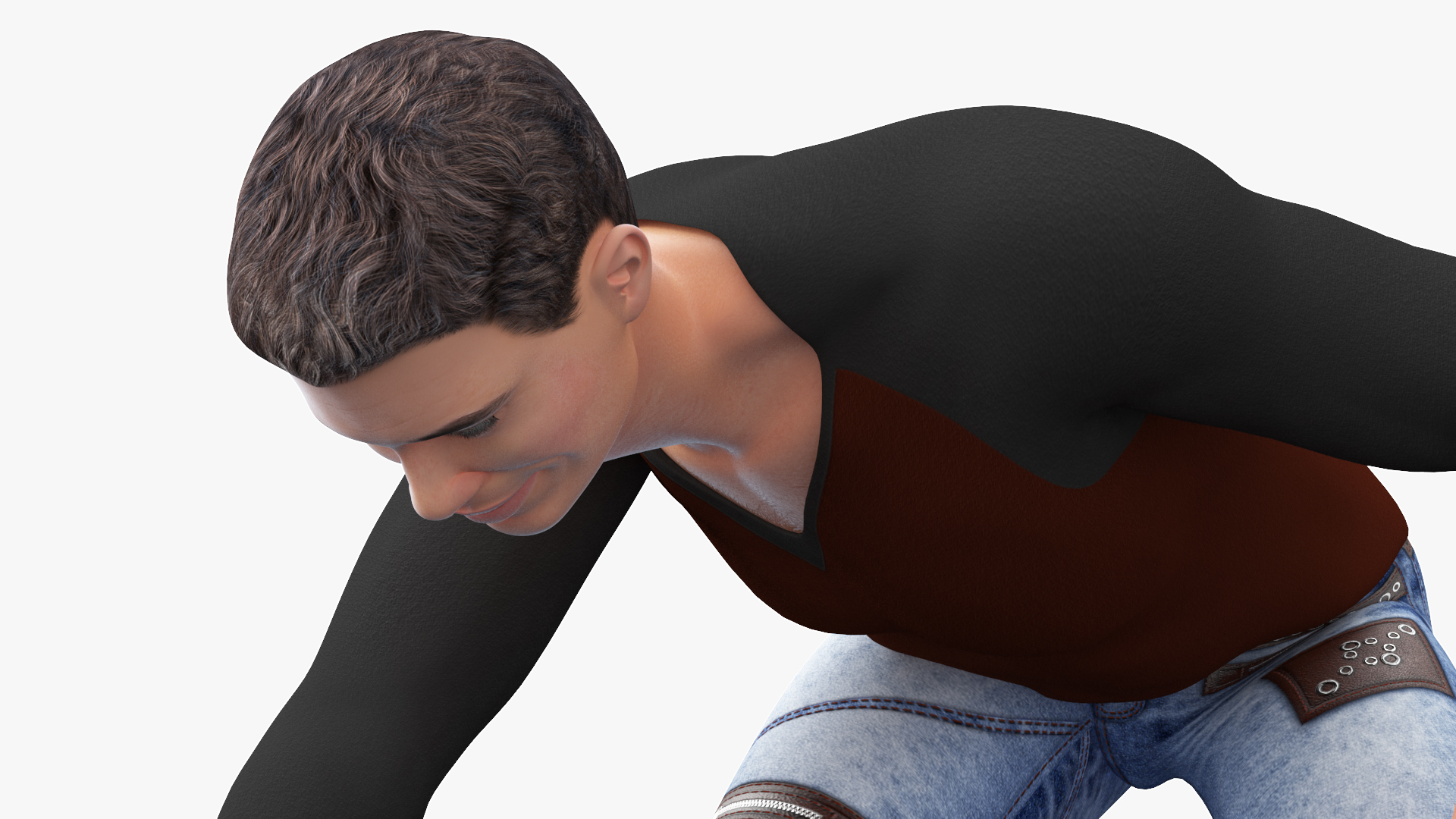 3D model Man Playing with Dog