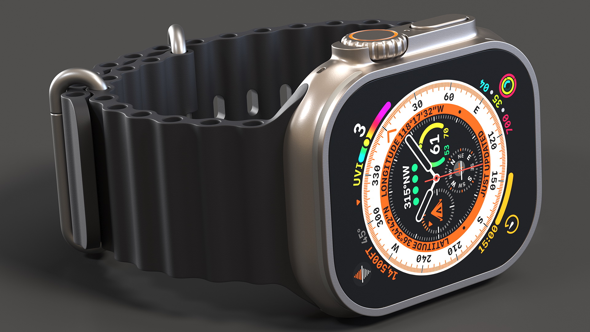Apple Watch Ultra Ocean Band Midnight 3D