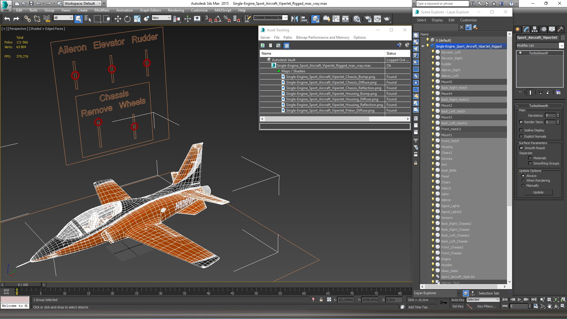 3D Single-Engine Sport Aircraft ViperJet Rigged for Maya model