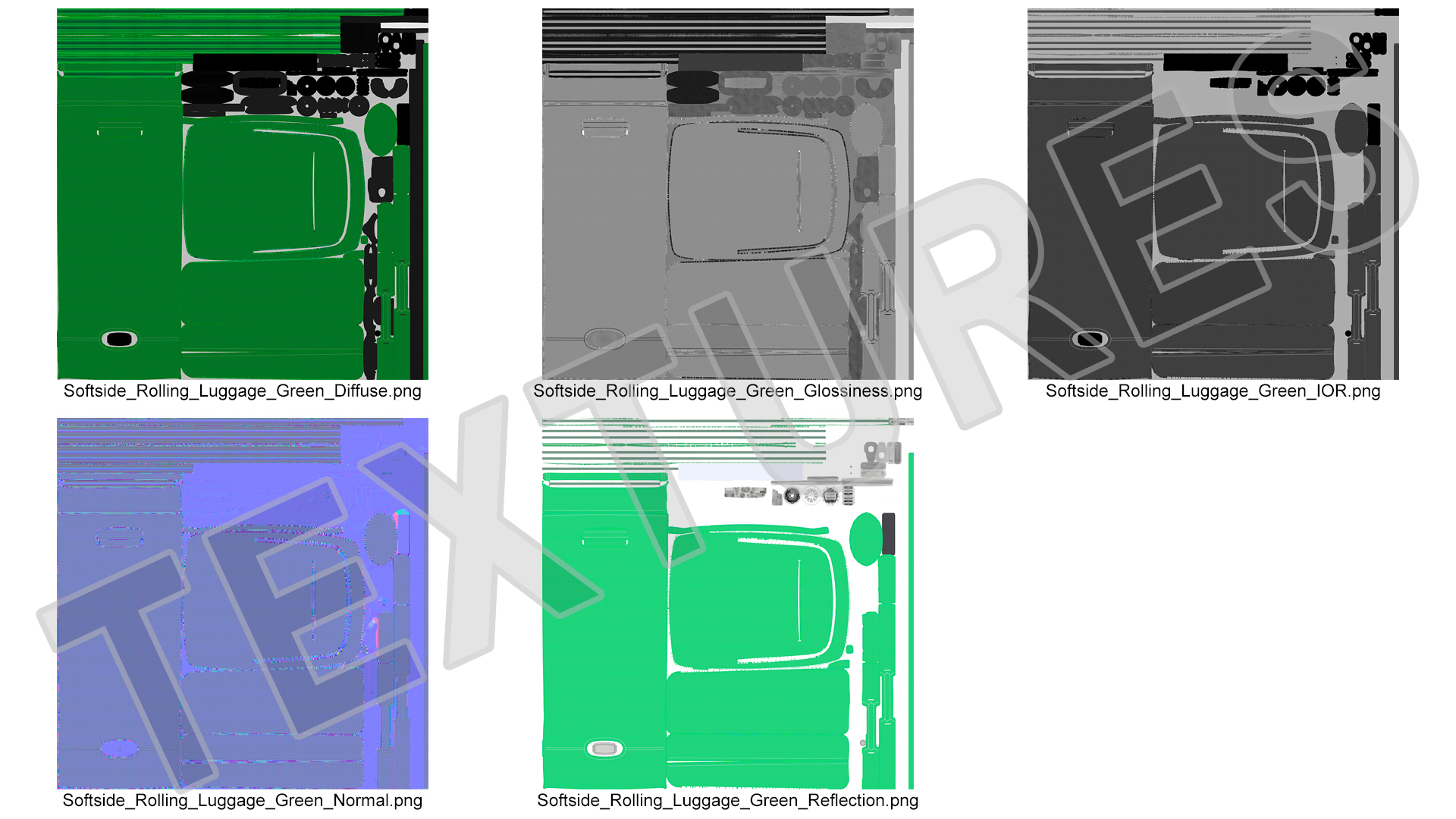 3D model Softside Rolling Luggage Green