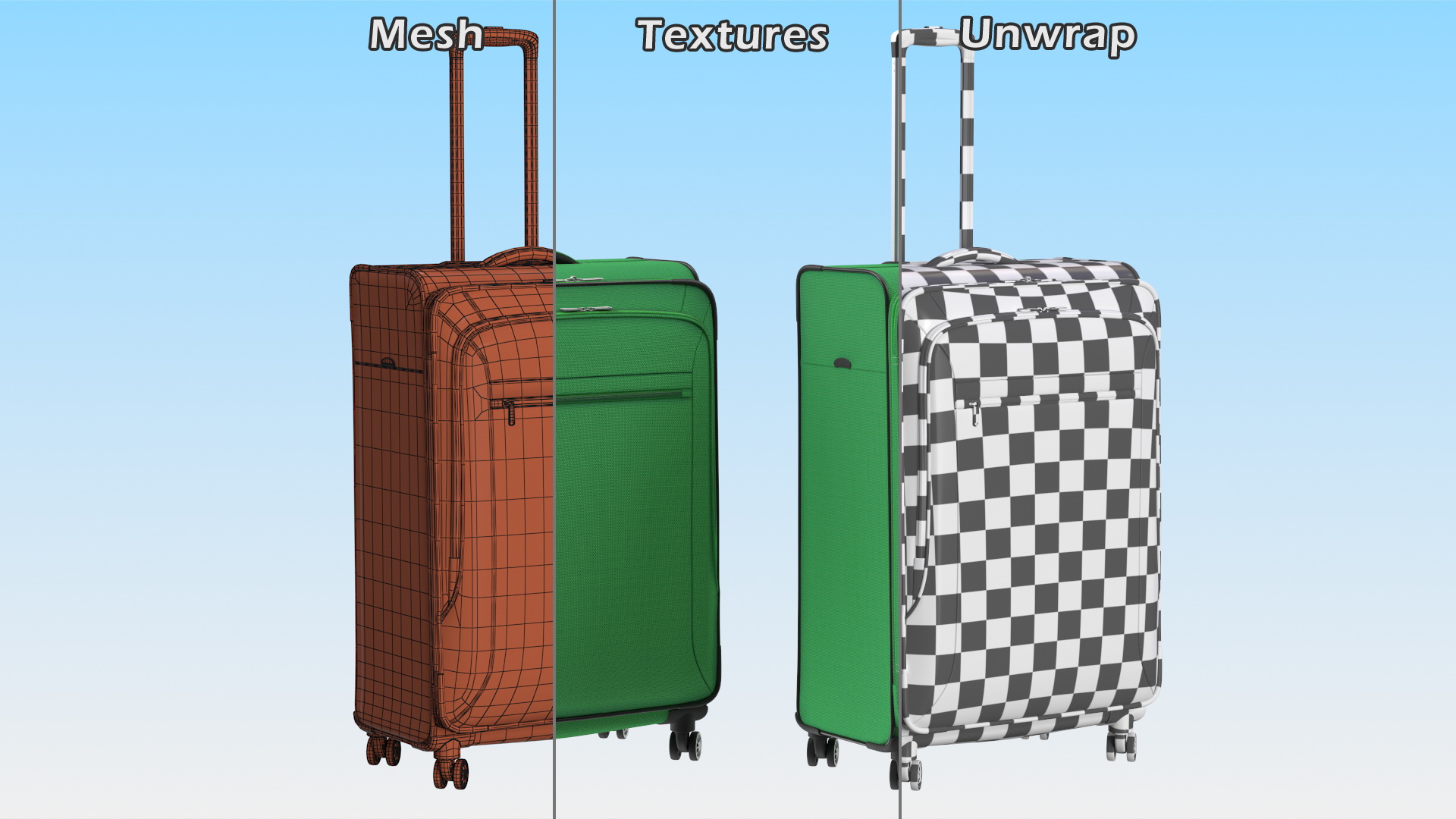 3D model Softside Rolling Luggage Green