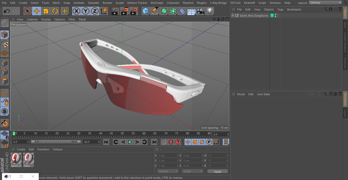 3D model Sport Red Eyeglasses