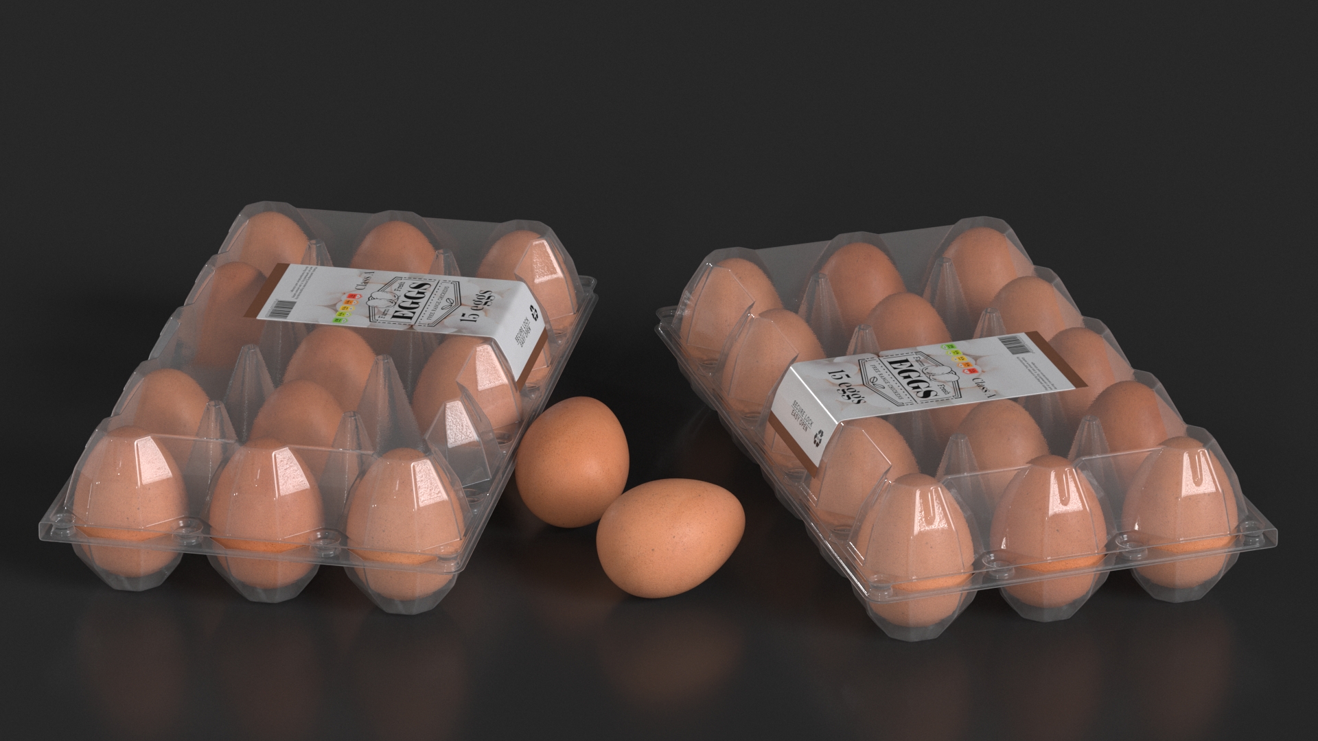 Realistic Egg Tray Packaging with Brown Eggs 3D model