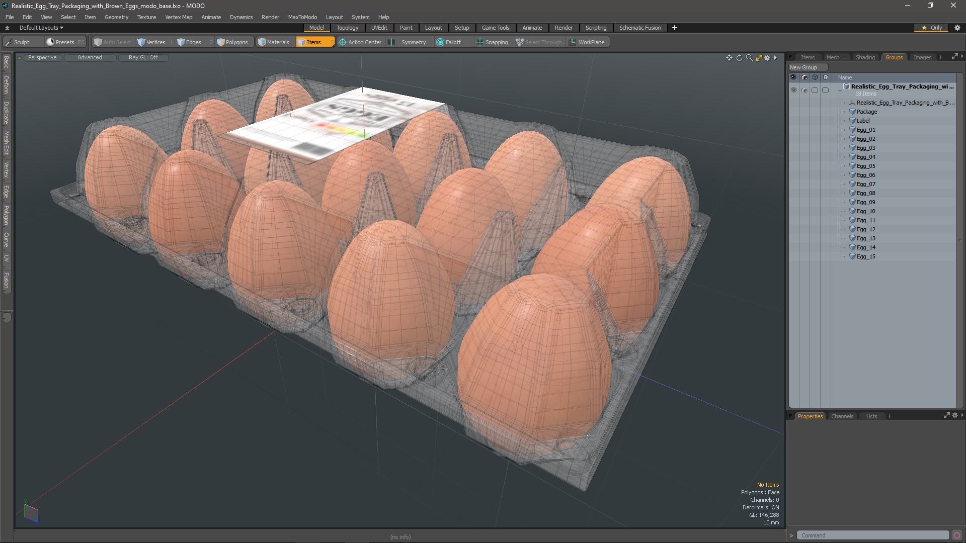 Realistic Egg Tray Packaging with Brown Eggs 3D model