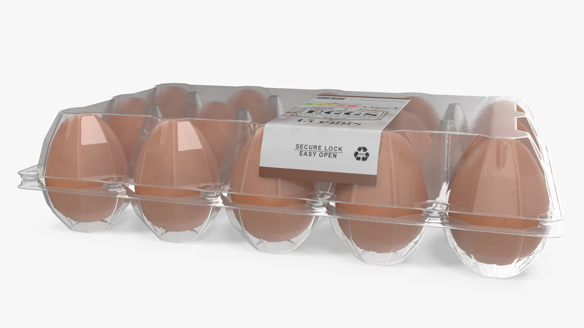 Realistic Egg Tray Packaging with Brown Eggs 3D model