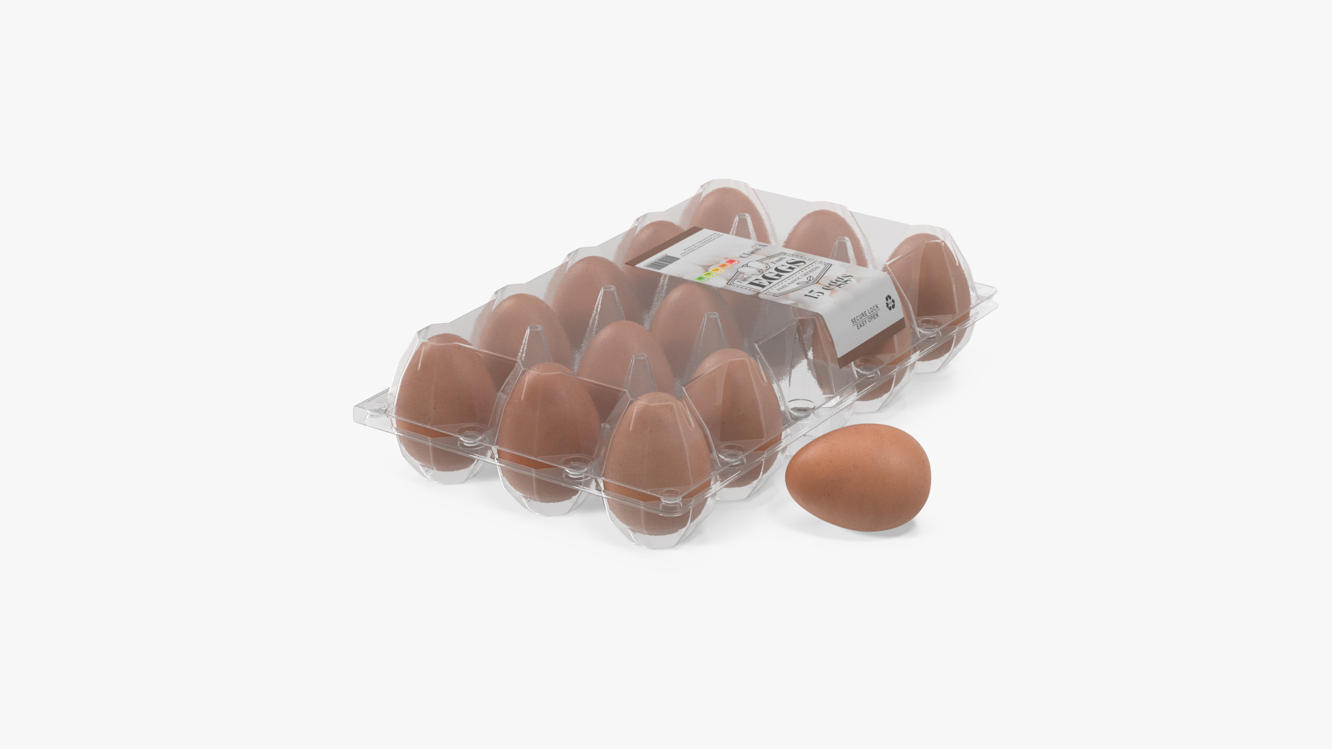 Realistic Egg Tray Packaging with Brown Eggs 3D model