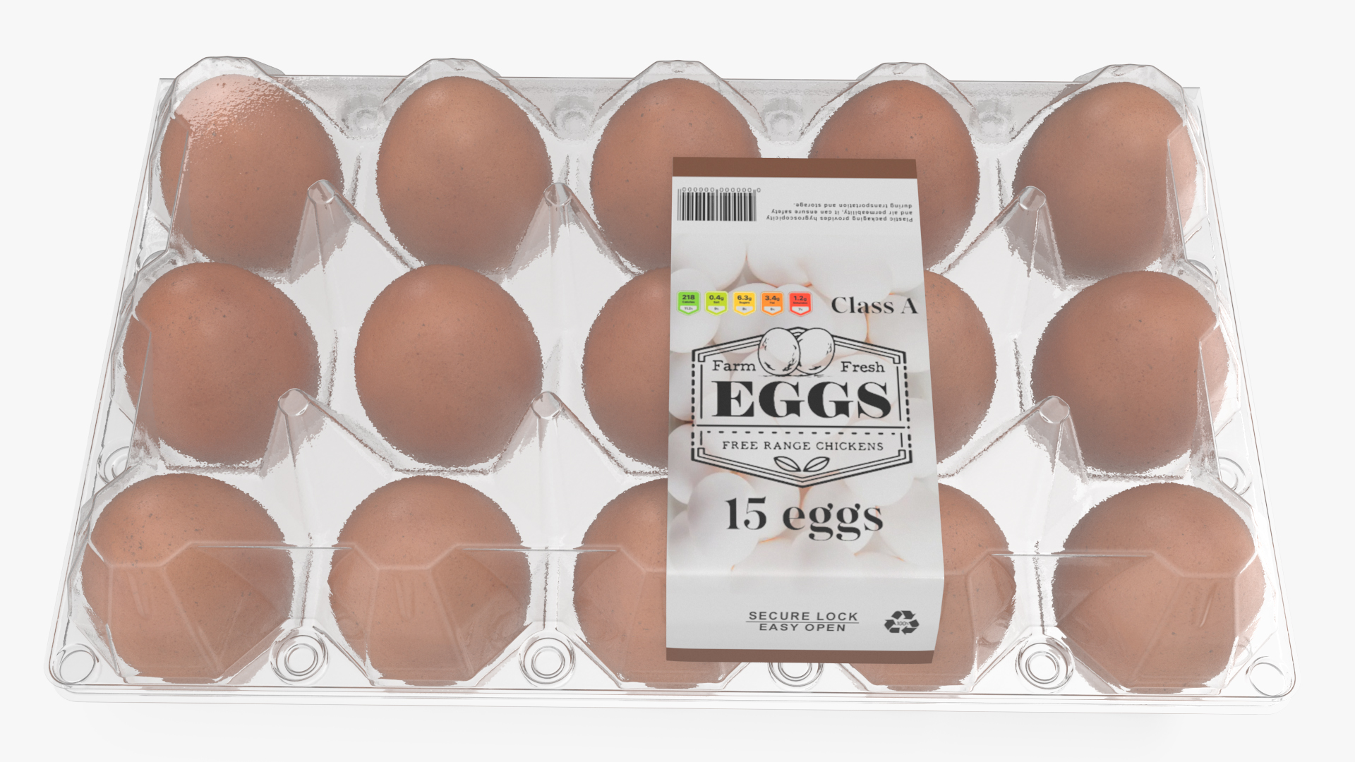 Realistic Egg Tray Packaging with Brown Eggs 3D model