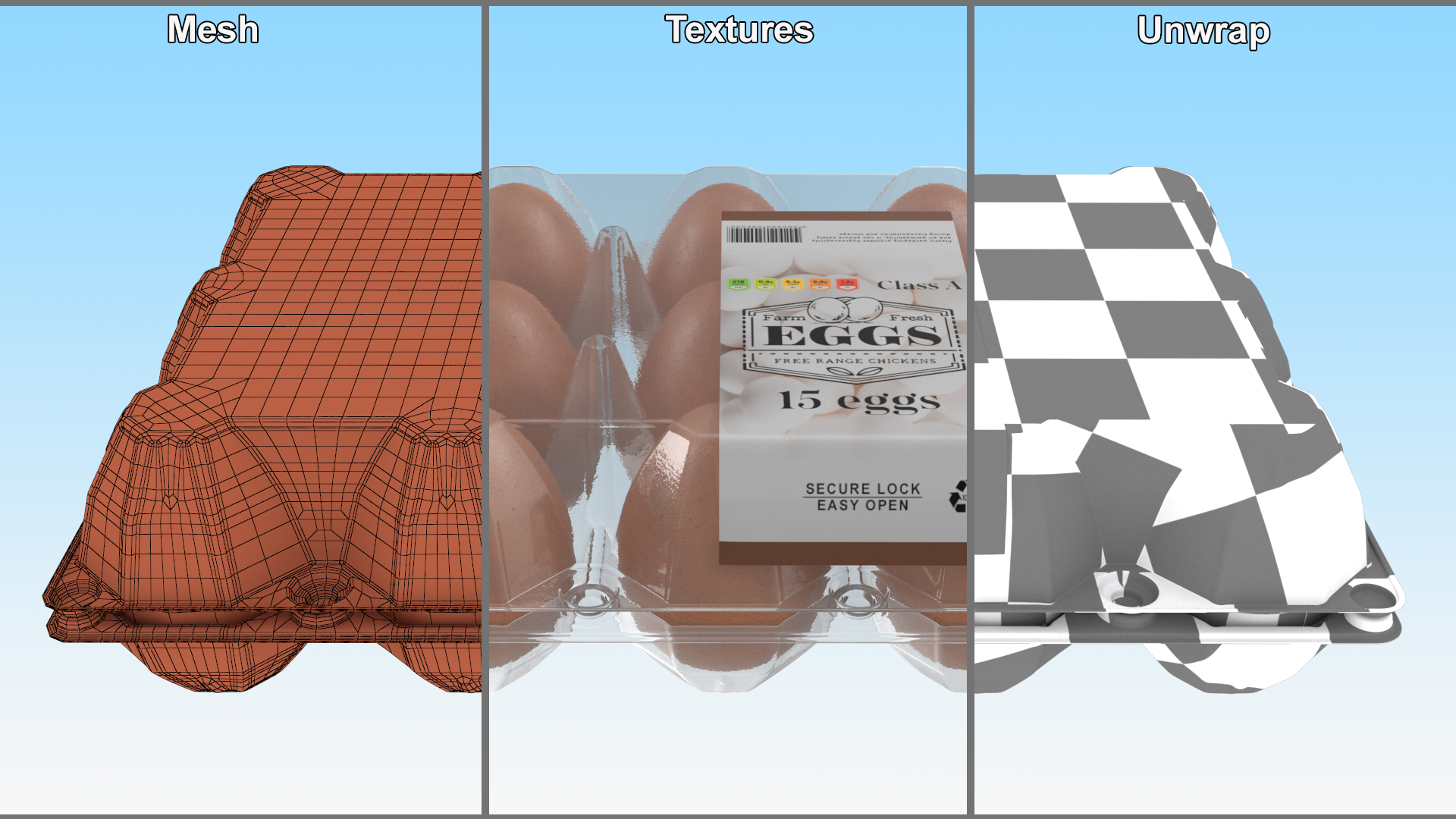 Realistic Egg Tray Packaging with Brown Eggs 3D model