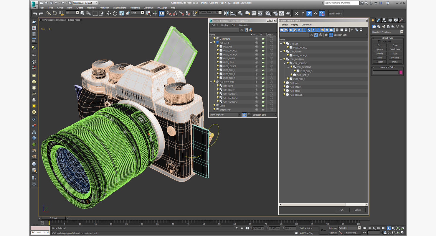 3D Digital Camera Fuji X T2 Rigged