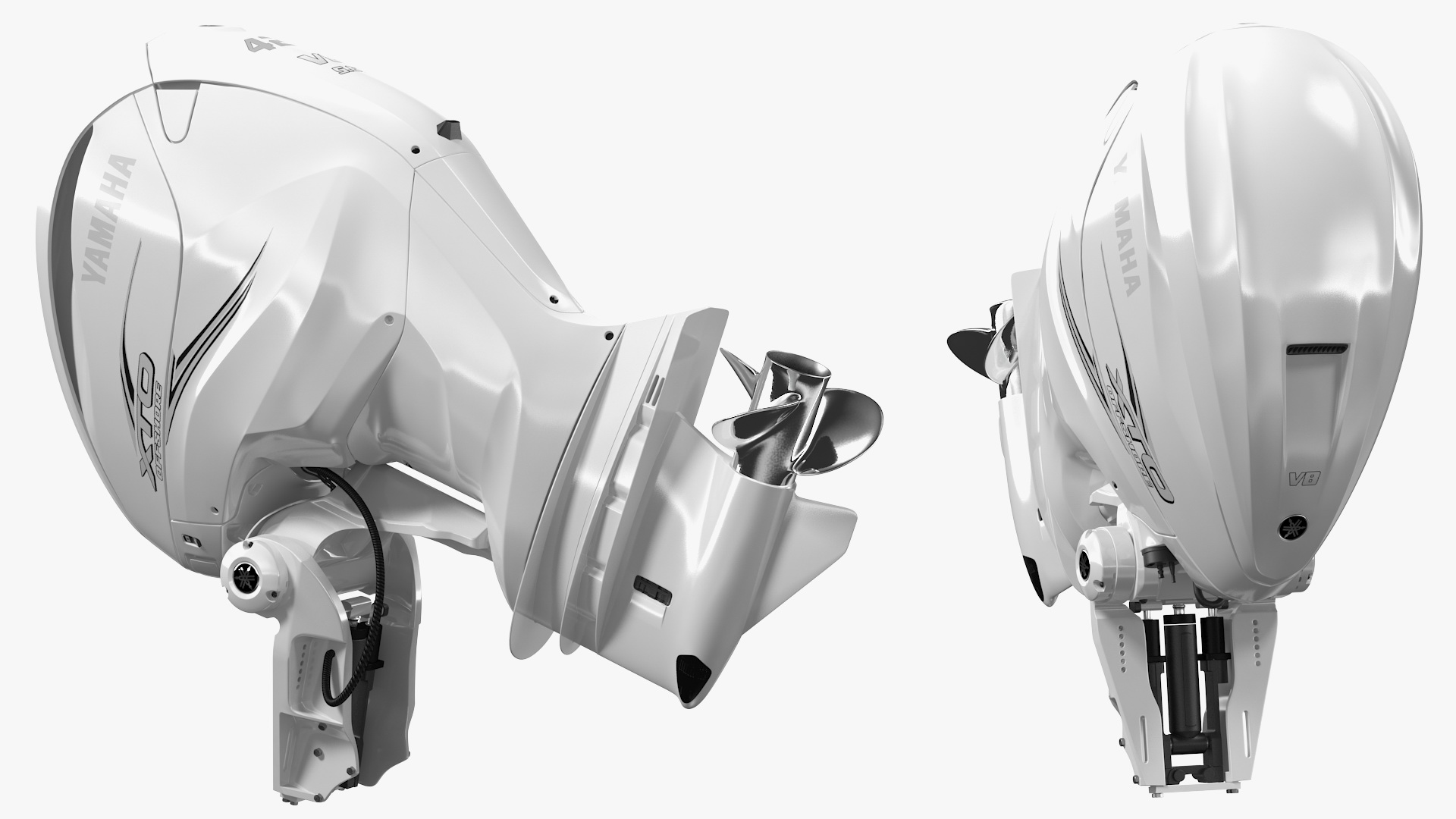 3D model Yamaha F425A Outboard Motor White Rigged