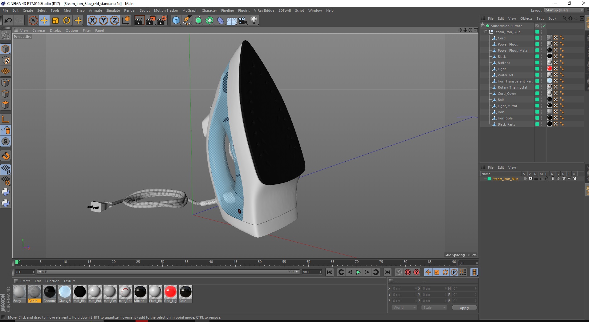 3D model Steam Iron Blue