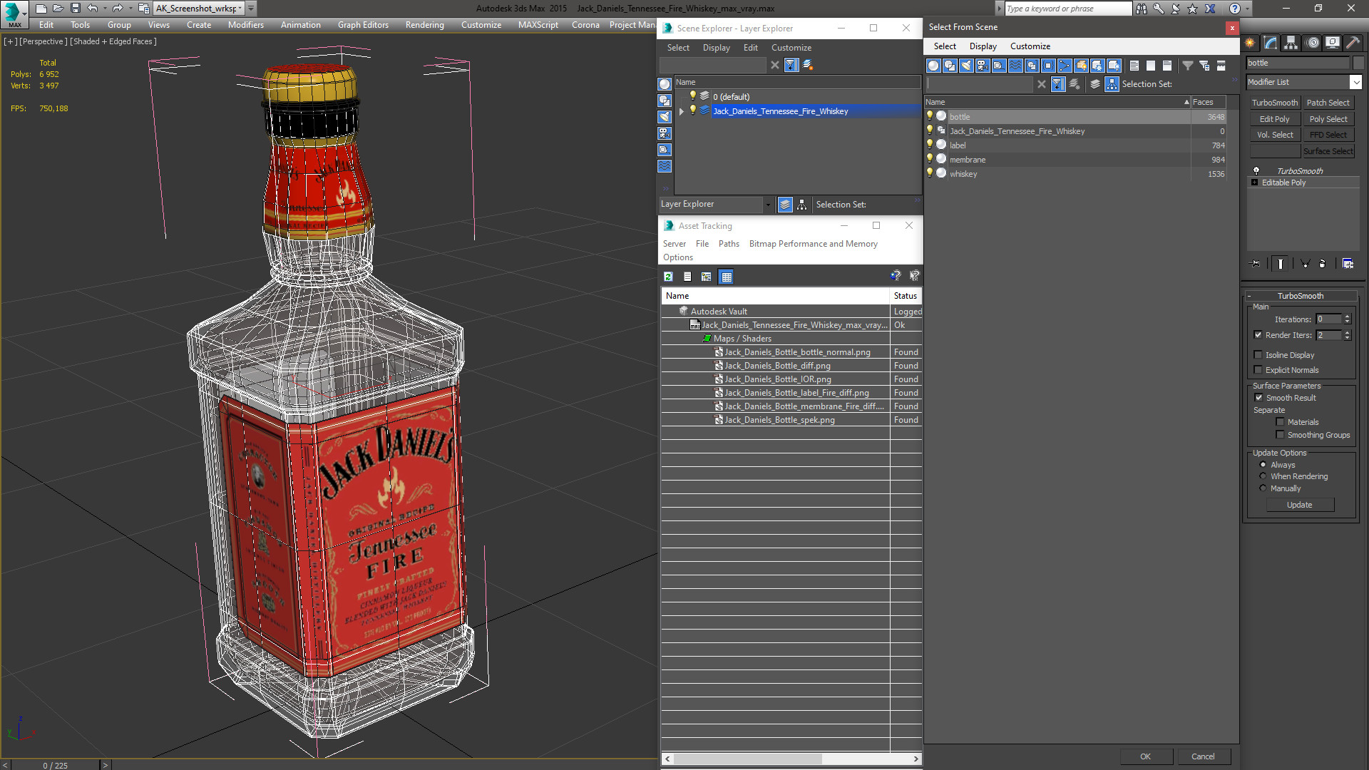 3D model Jack Daniels Tennessee Fire Whiskey