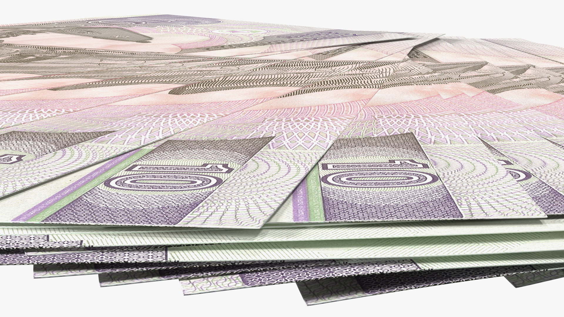 Fan Shaped North Korea 10 Won Banknotes 3D model