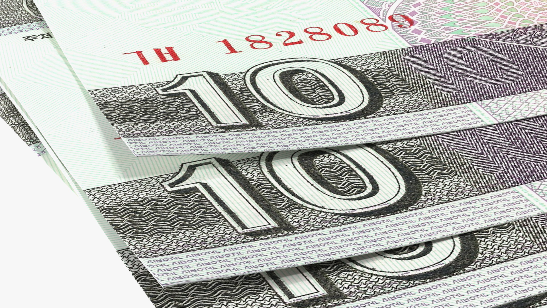 Fan Shaped North Korea 10 Won Banknotes 3D model