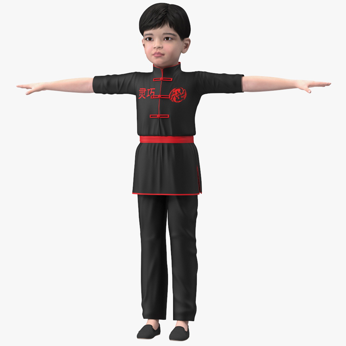 3D Asian Child Boy in Kimono Rigged for Modo