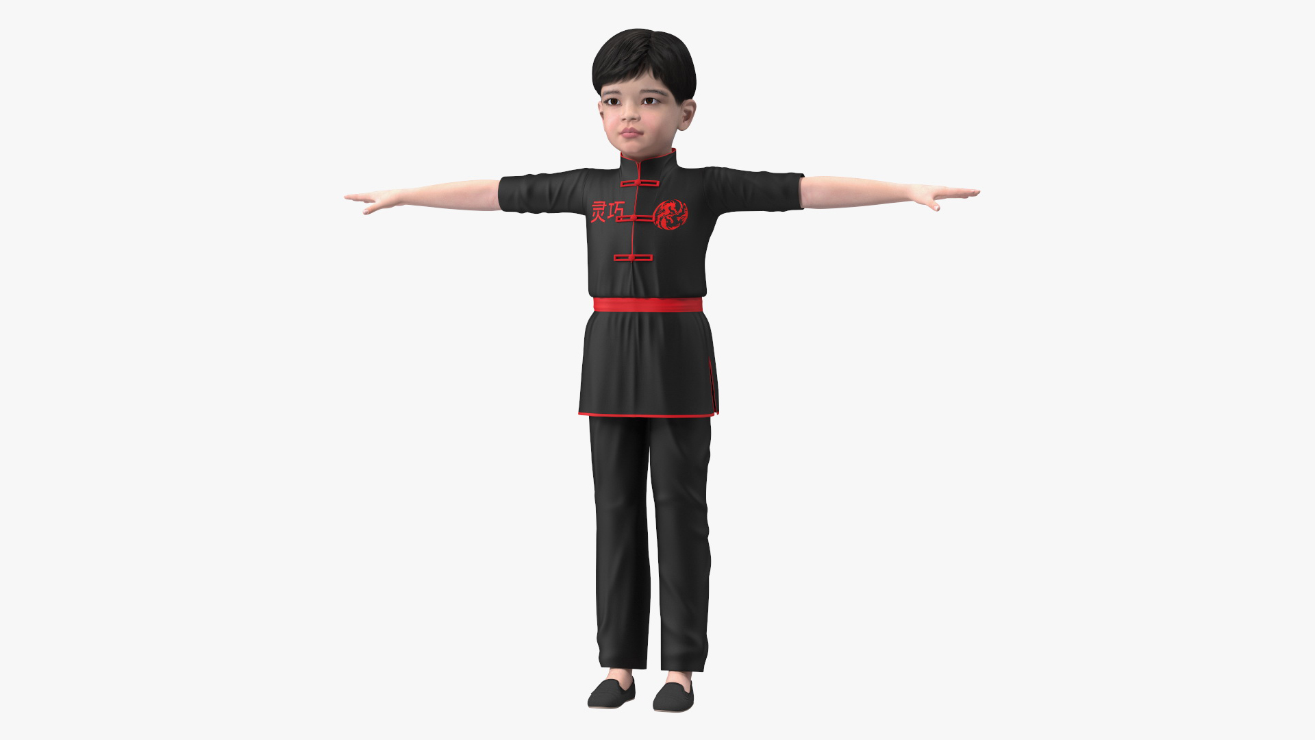 3D Asian Child Boy in Kimono Rigged for Modo