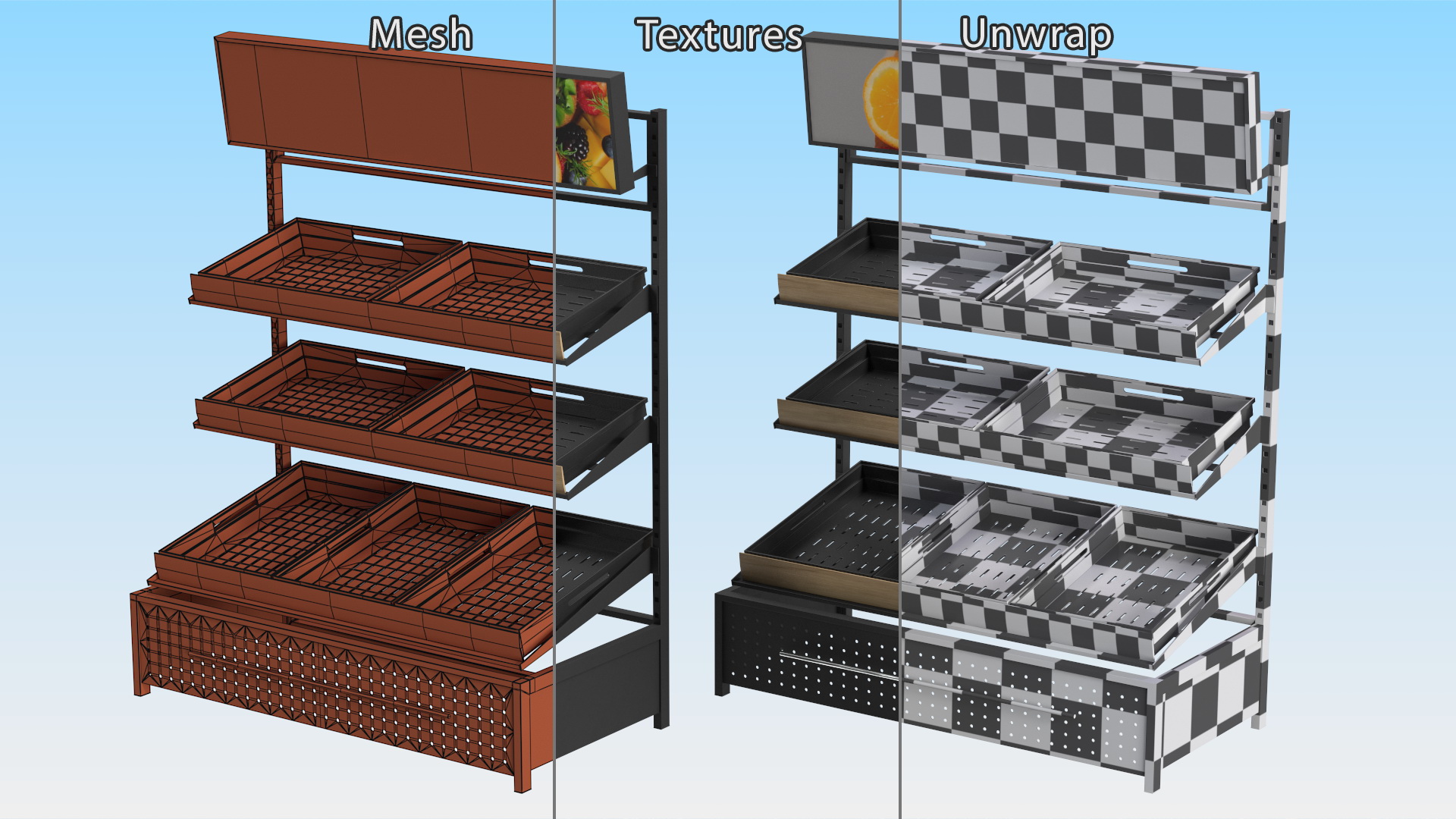 3D model Grocery Display Rack