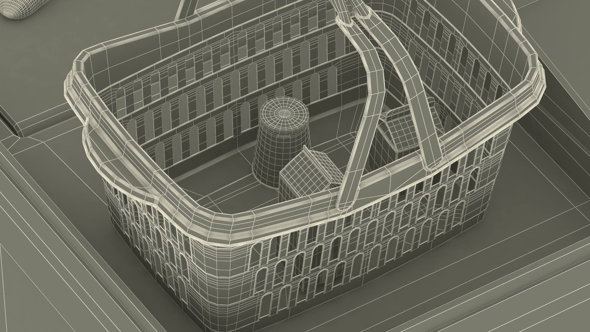 3D Retail Checkout with Groceries and Divider Bar