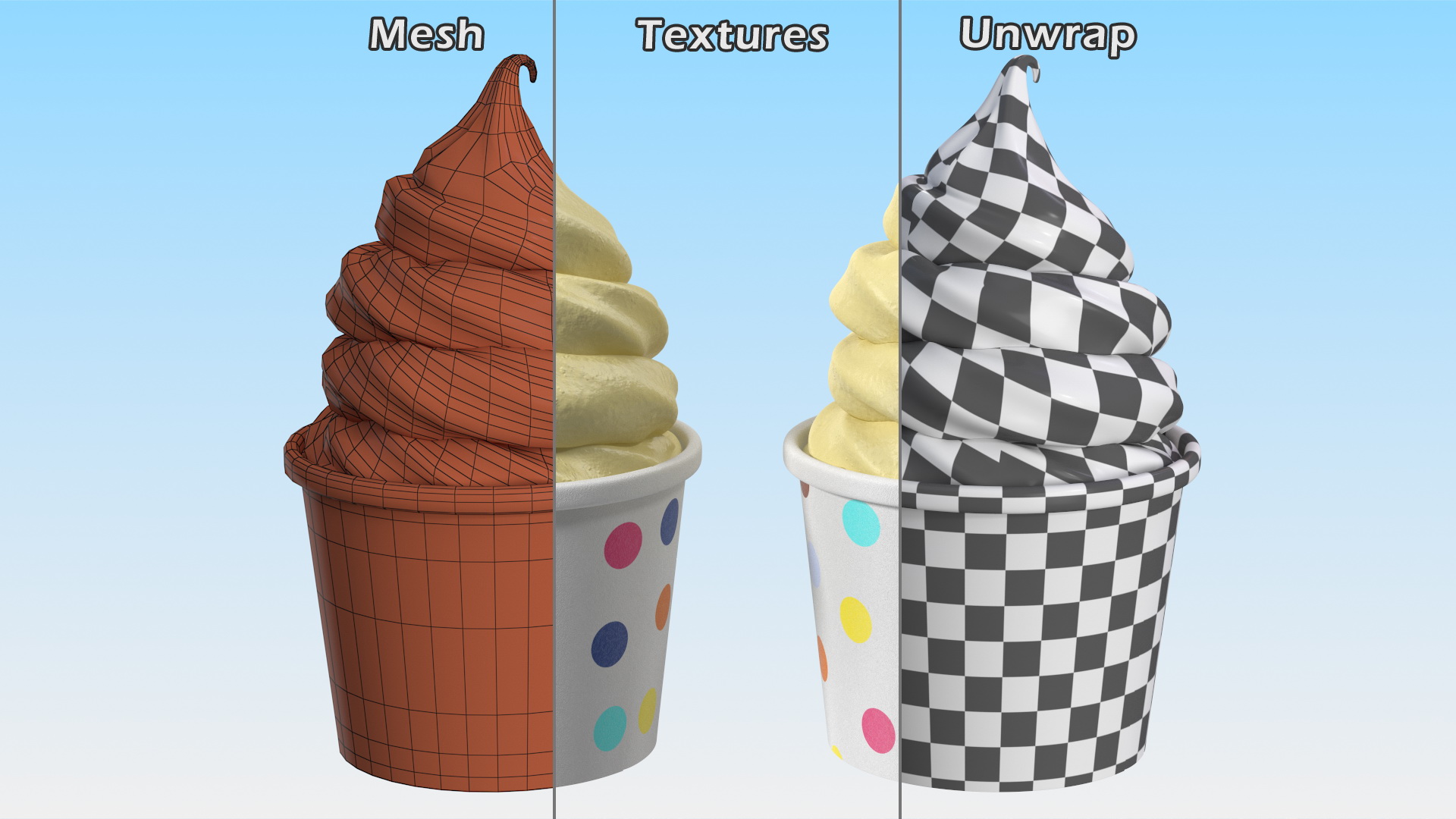 3D Vanilla Ice Cream Cup