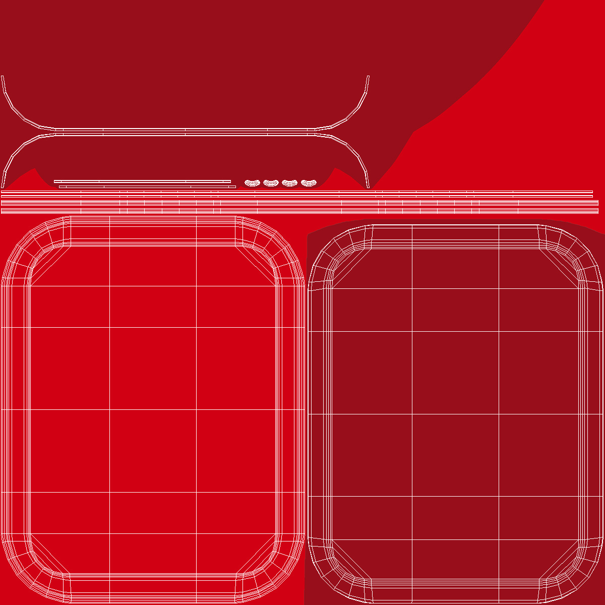 3D Plastic Fast Food Tray Red