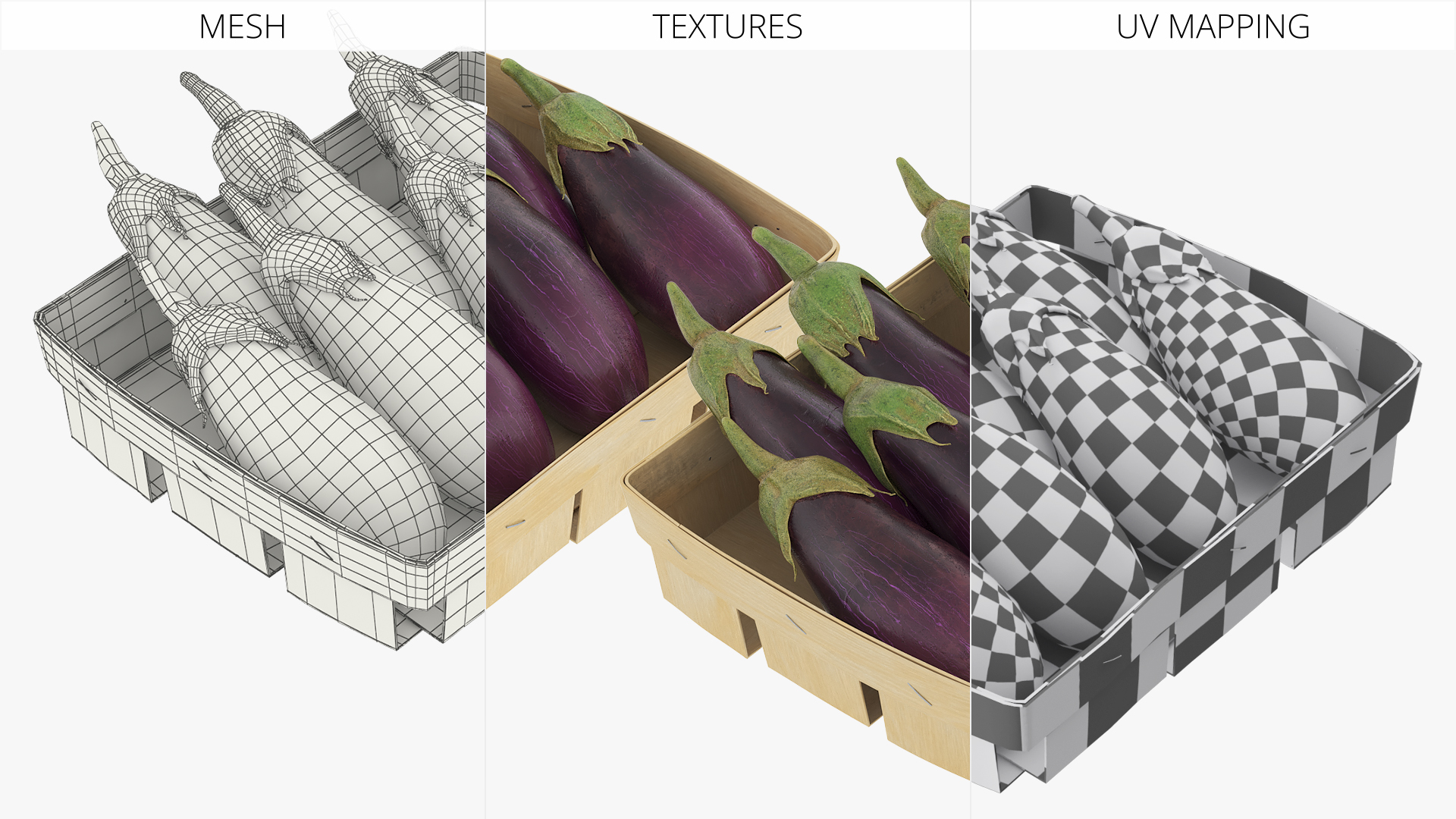 Whole Eggplants with Wooden Crate Purple - view 6