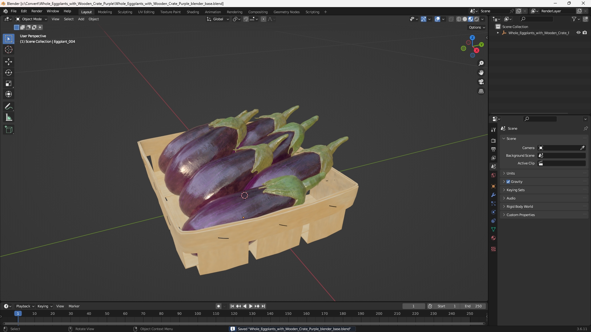 Whole Eggplants with Wooden Crate Purple - view 10