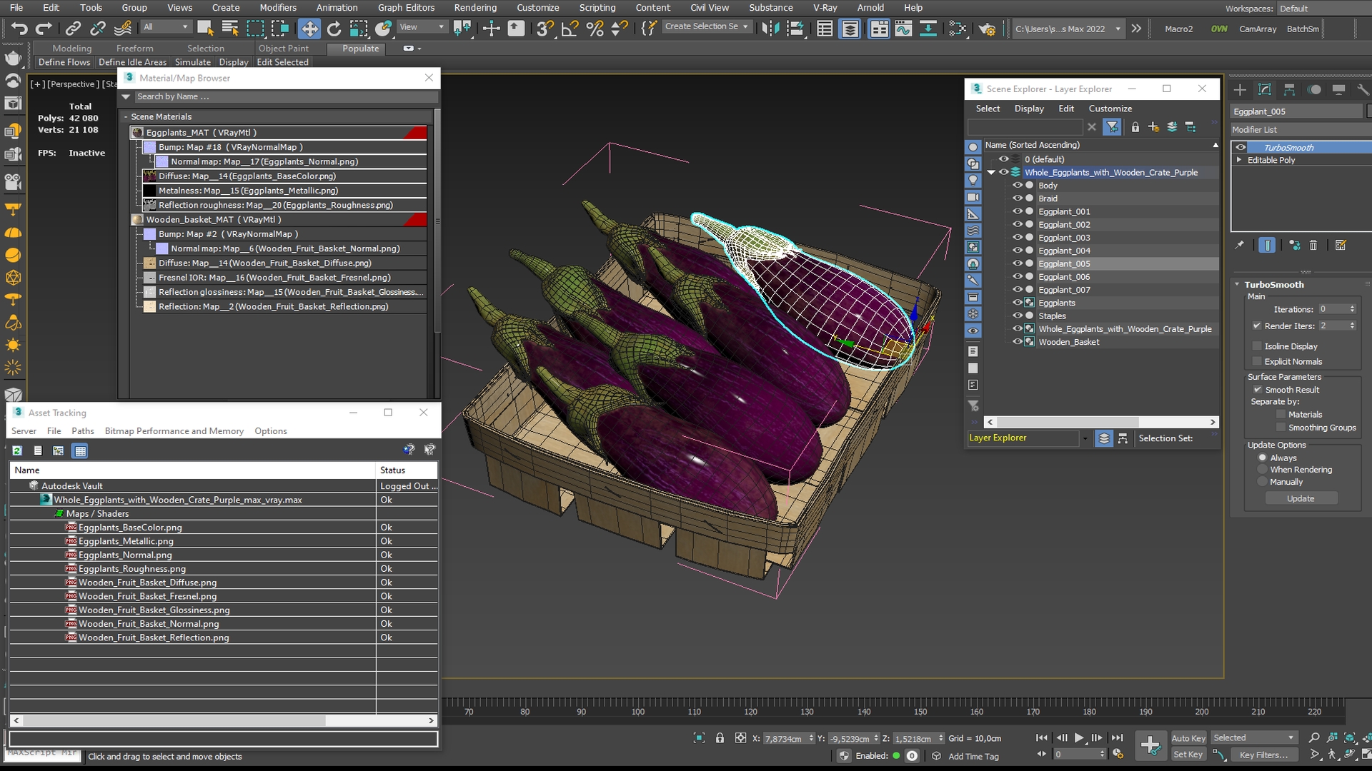 Whole Eggplants with Wooden Crate Purple - view 9