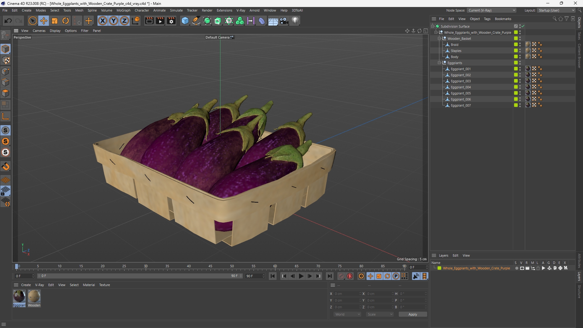Whole Eggplants with Wooden Crate Purple - view 12