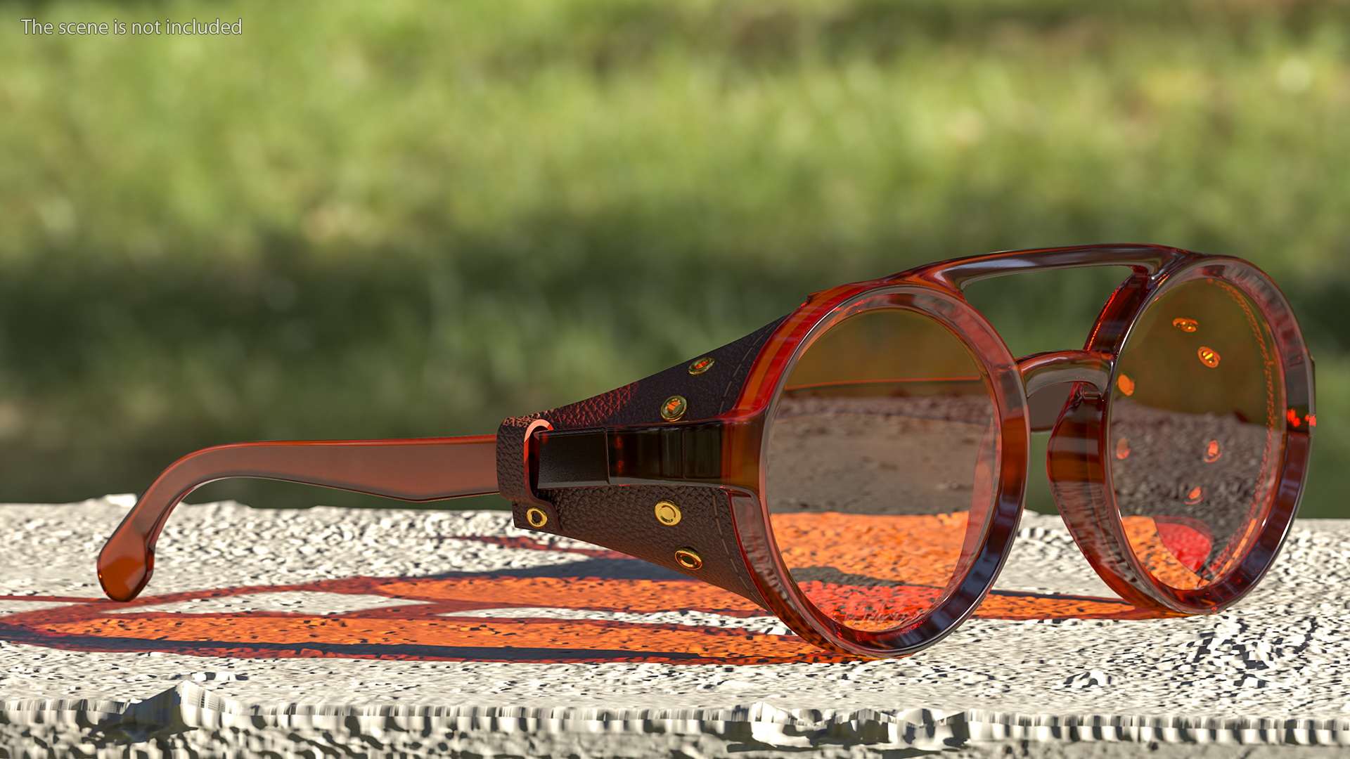 Steampunk Sunglasses Orange 3D