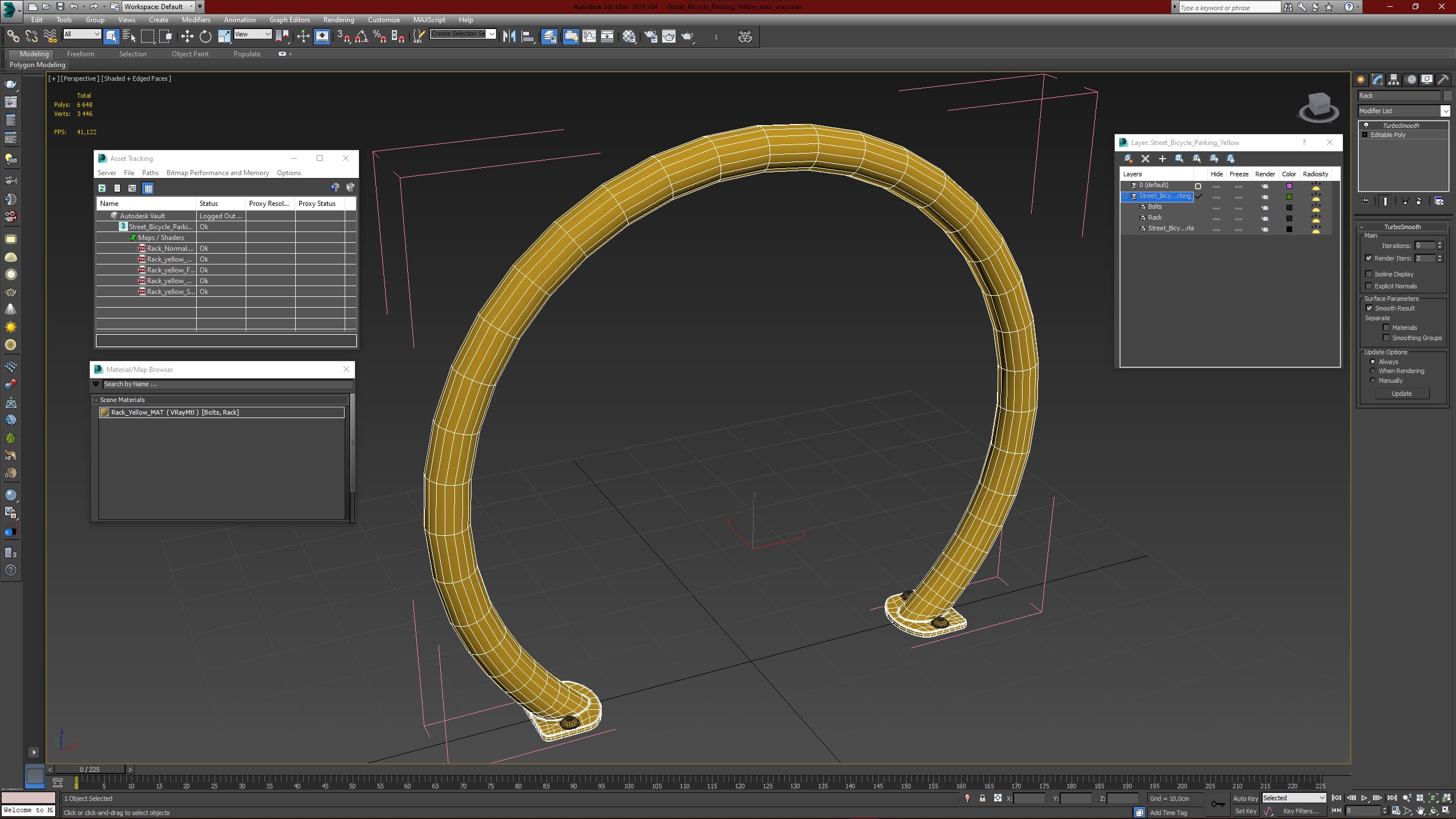 Street Bicycle Parking Yellow 3D model